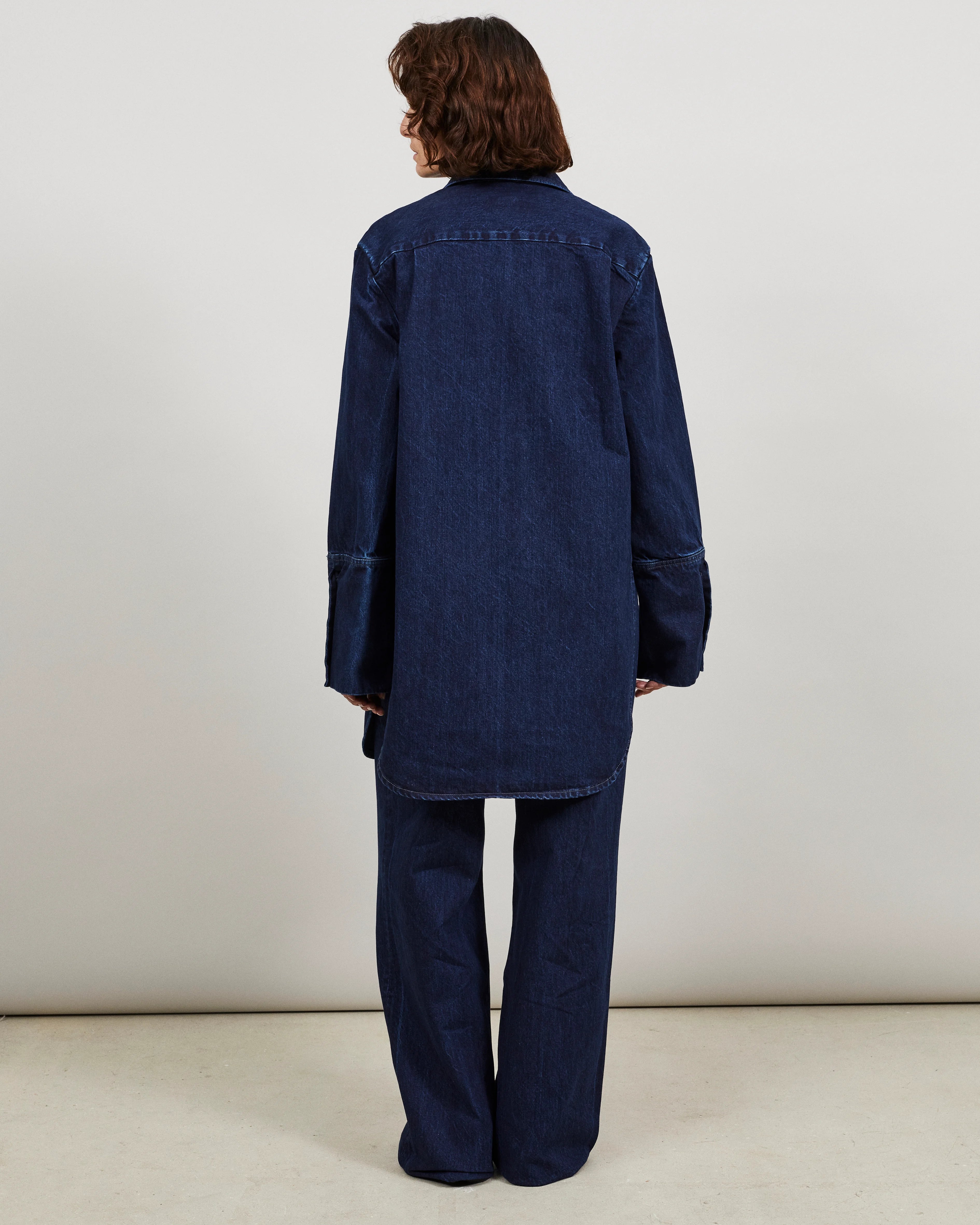 CINTA - Maxi shirt in indigo denim