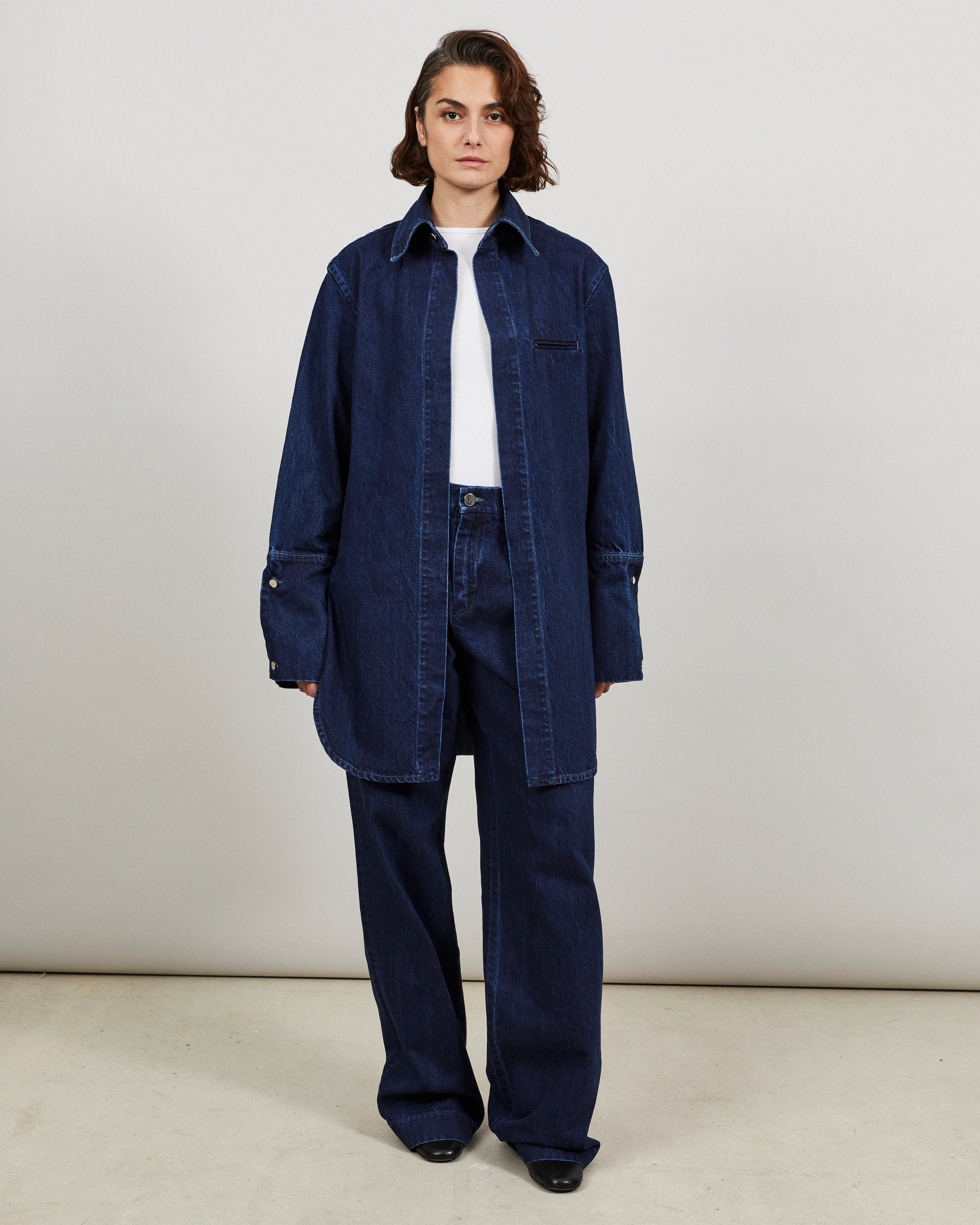 CINTA - Maxi shirt in indigo denim