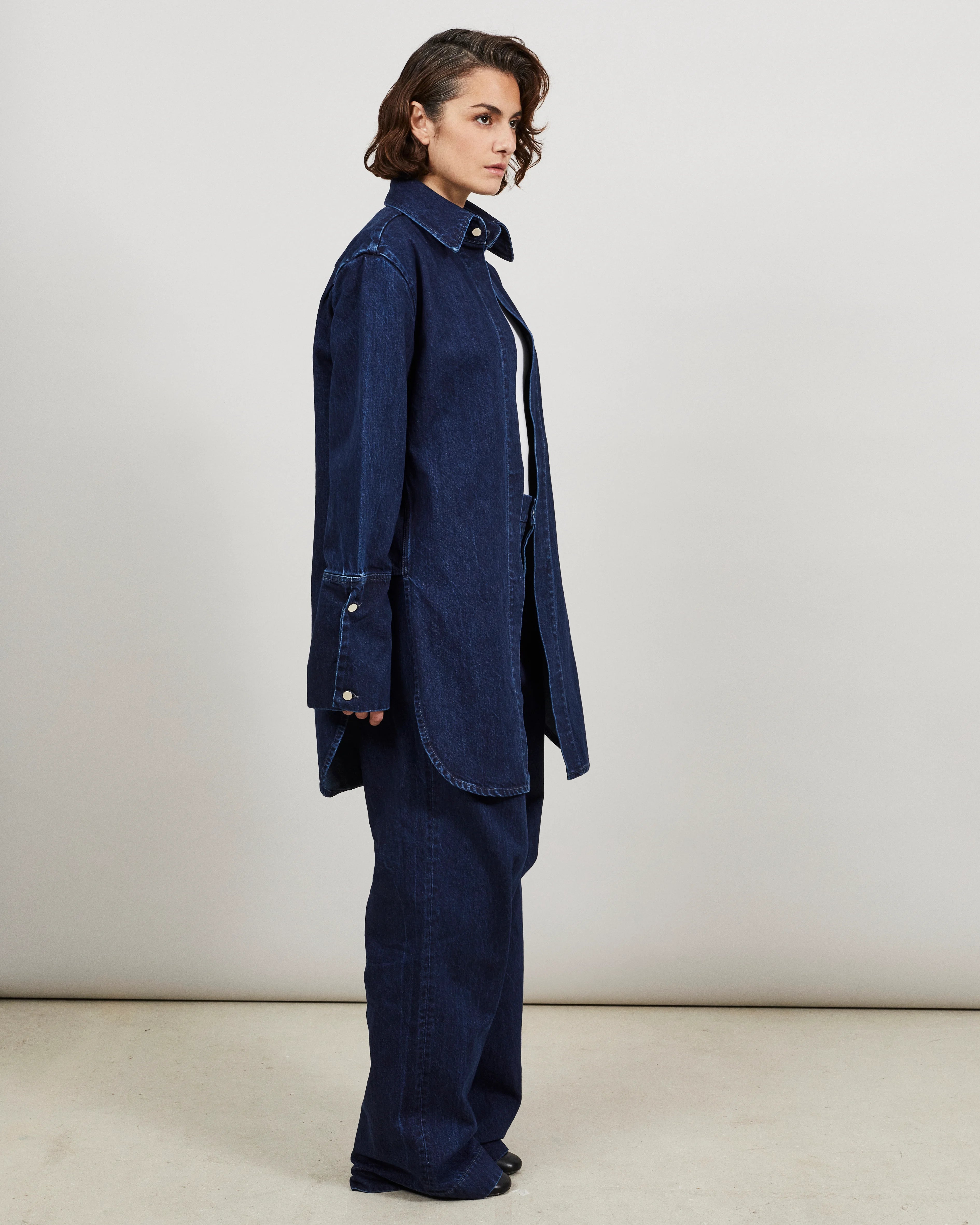 CINTA - Maxi shirt in indigo denim