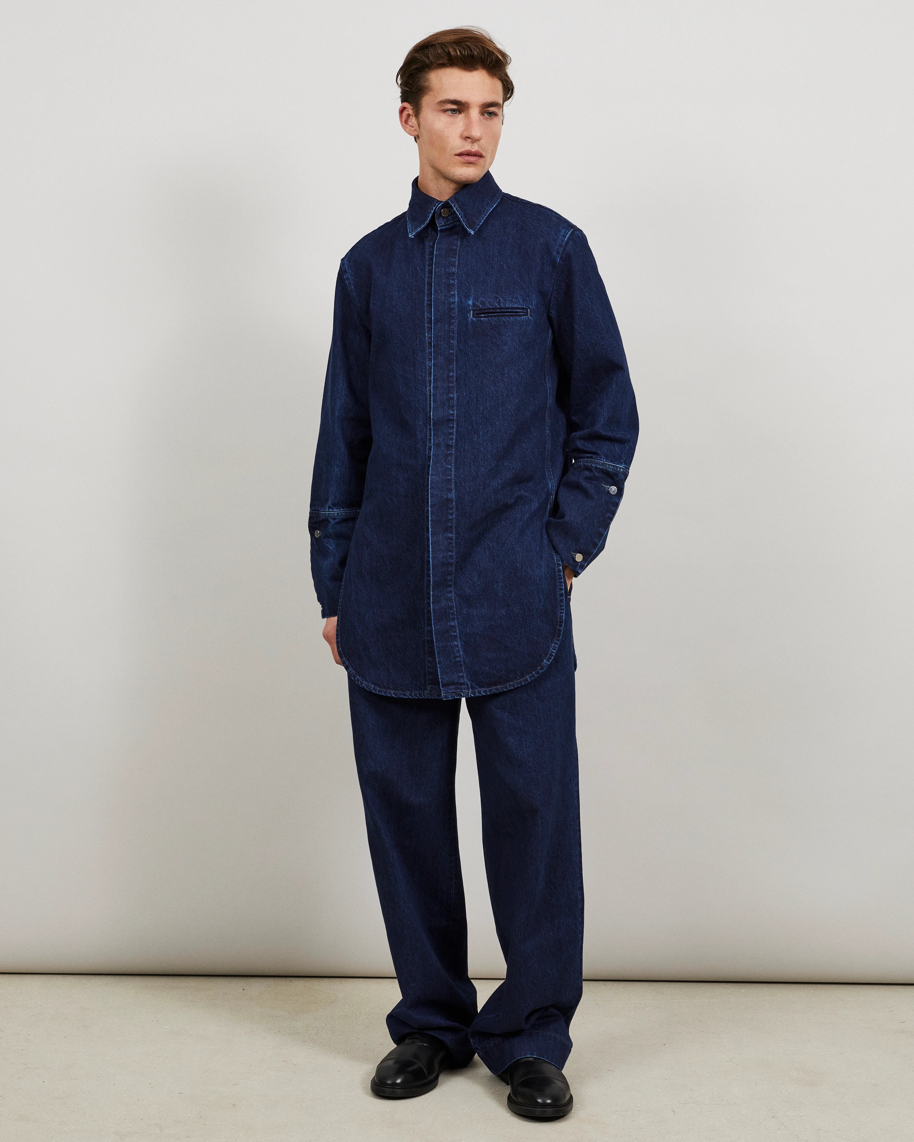 CINTA - Maxi shirt in indigo denim