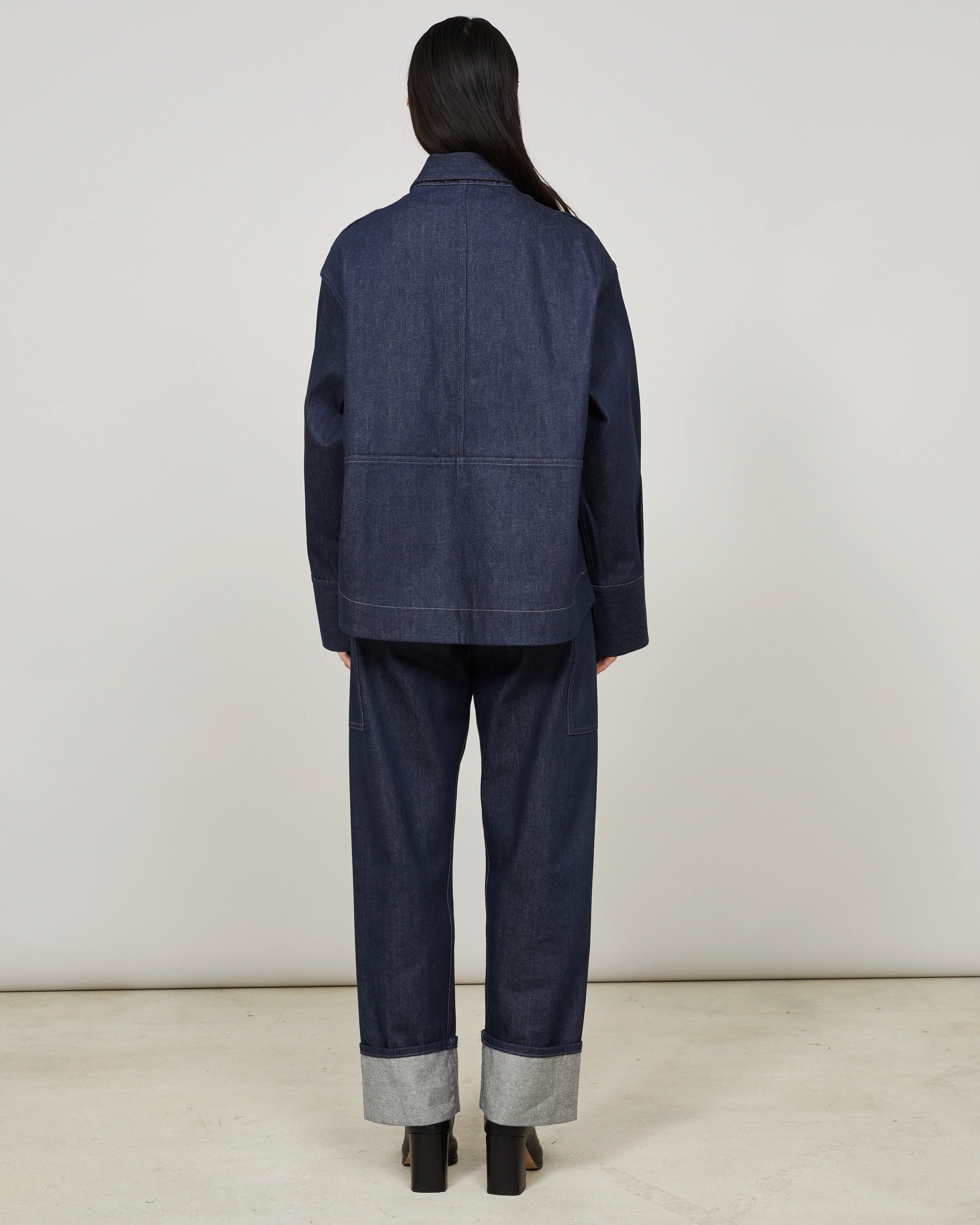 COOKE - Veste boxy en denim indigo