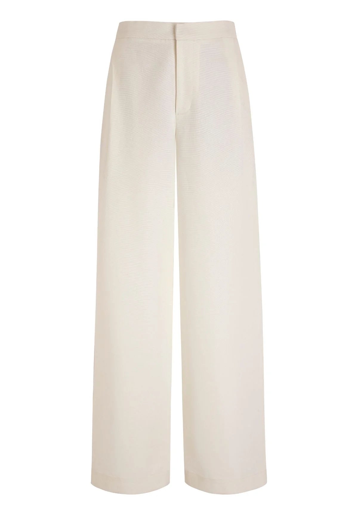 SOUTH - Wide-leg pleated trouser in cotton-linen twill