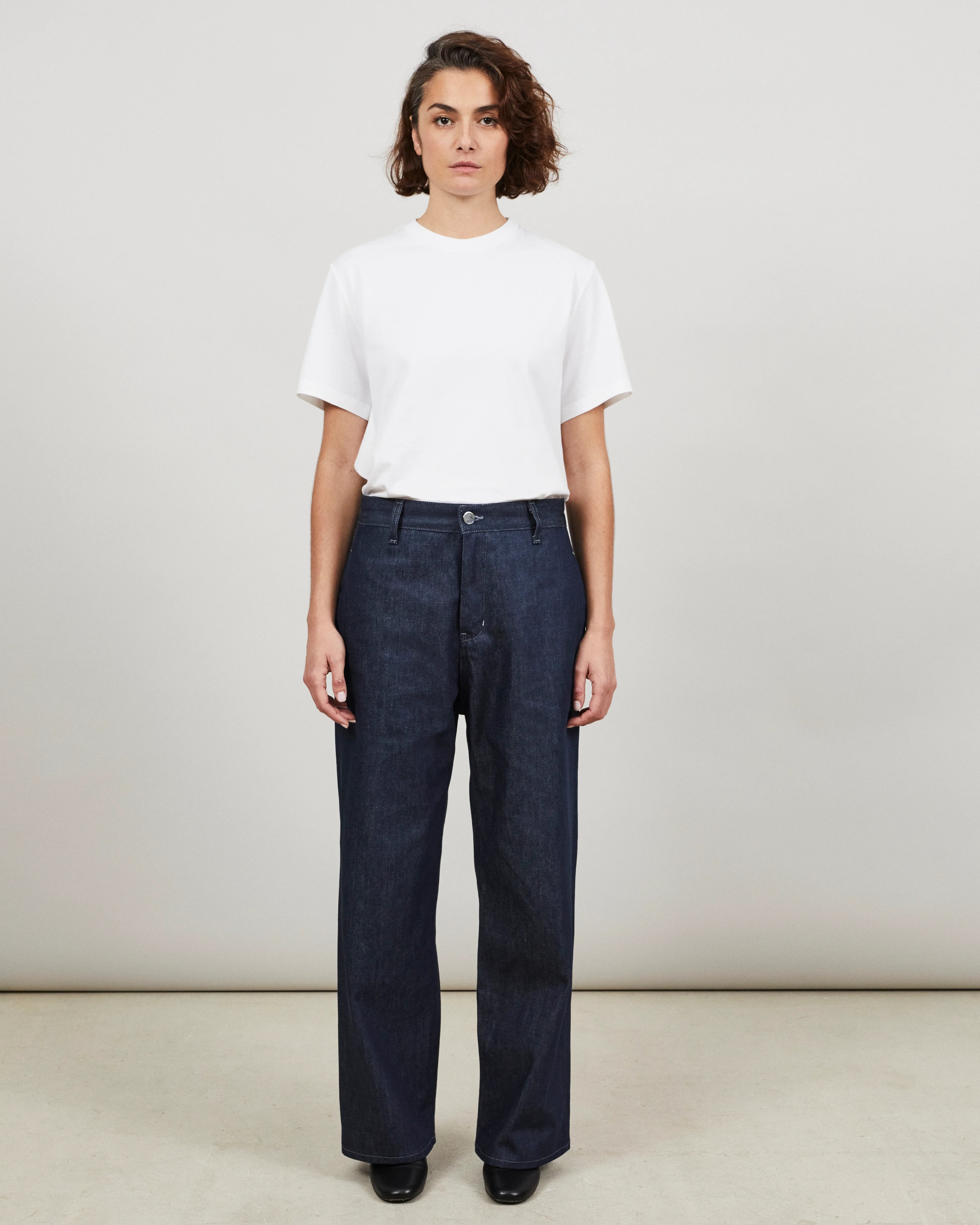 AMPIO - Pantalon ample en denim indigo