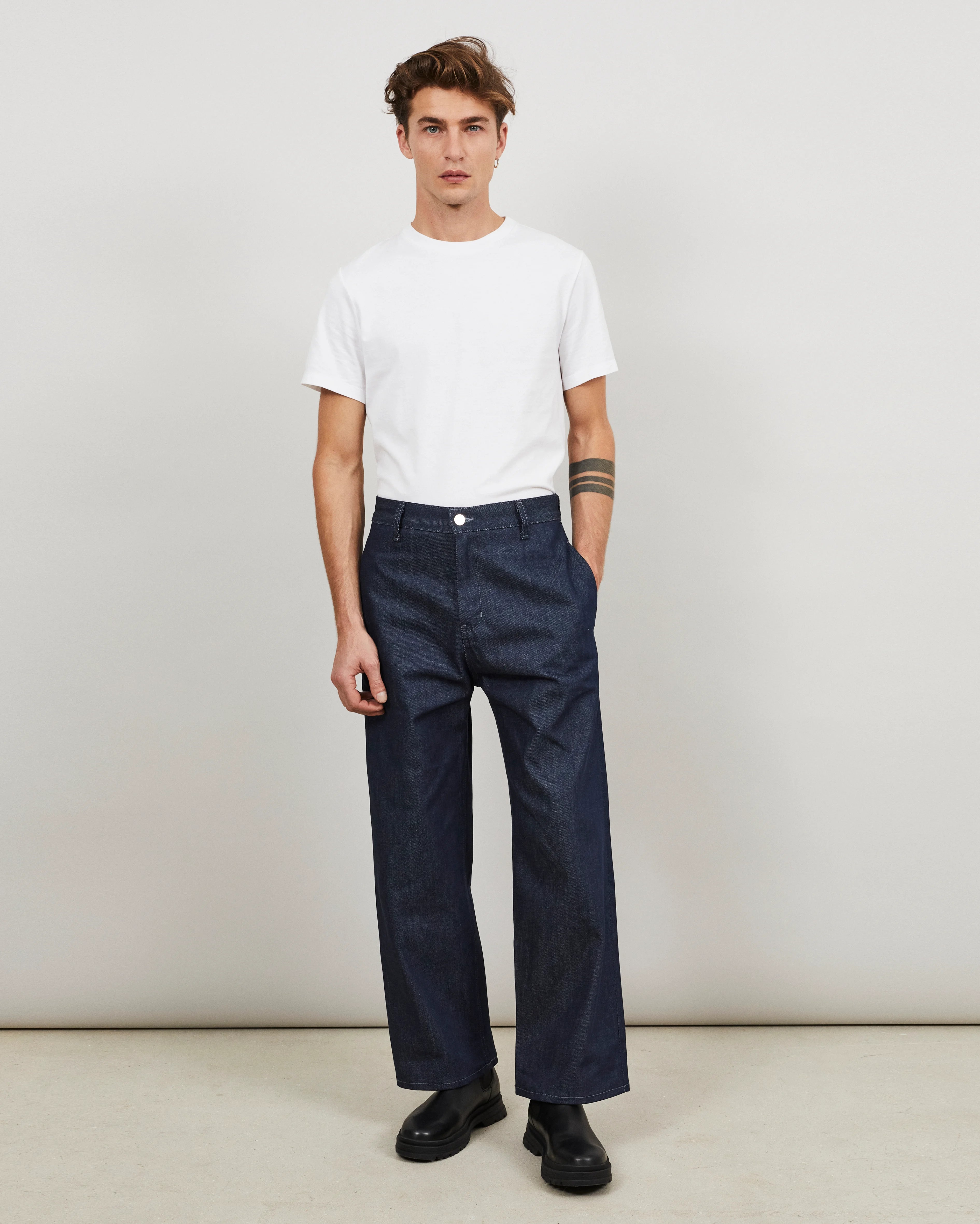 AMPIO - Pantalon ample en denim indigo