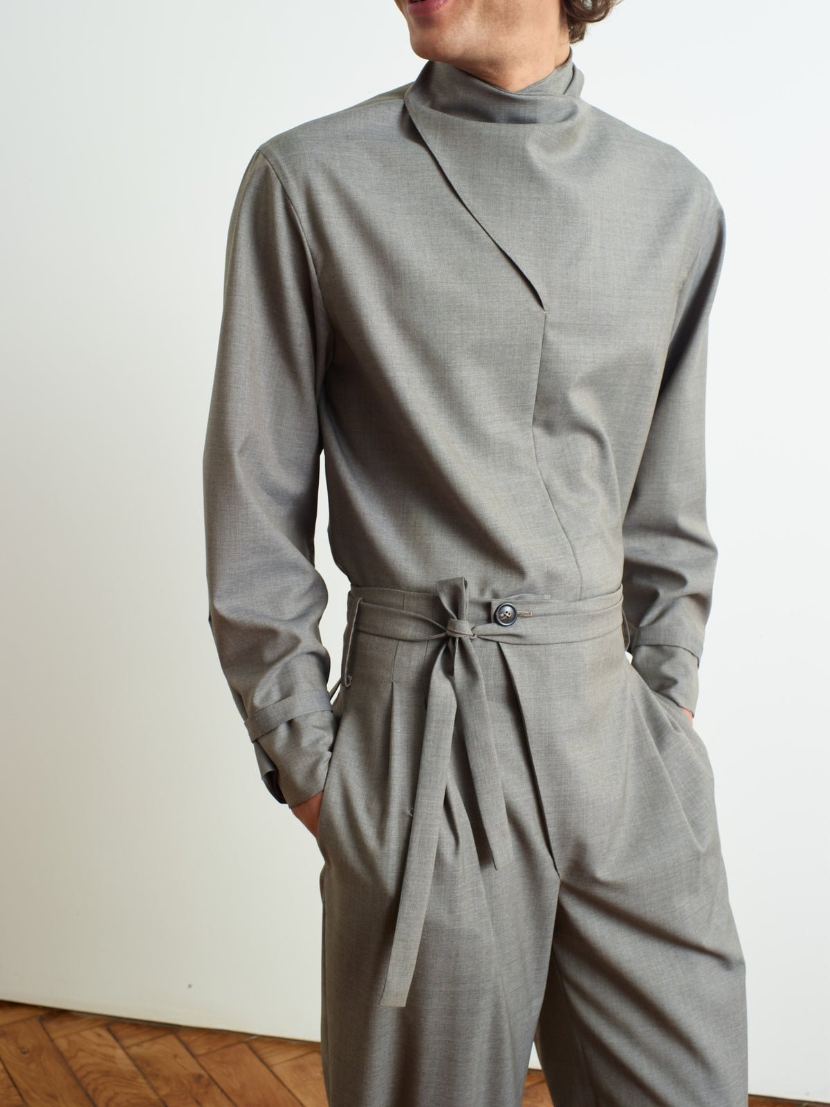 FOLD - Pantalon à plis en laine Super 110's