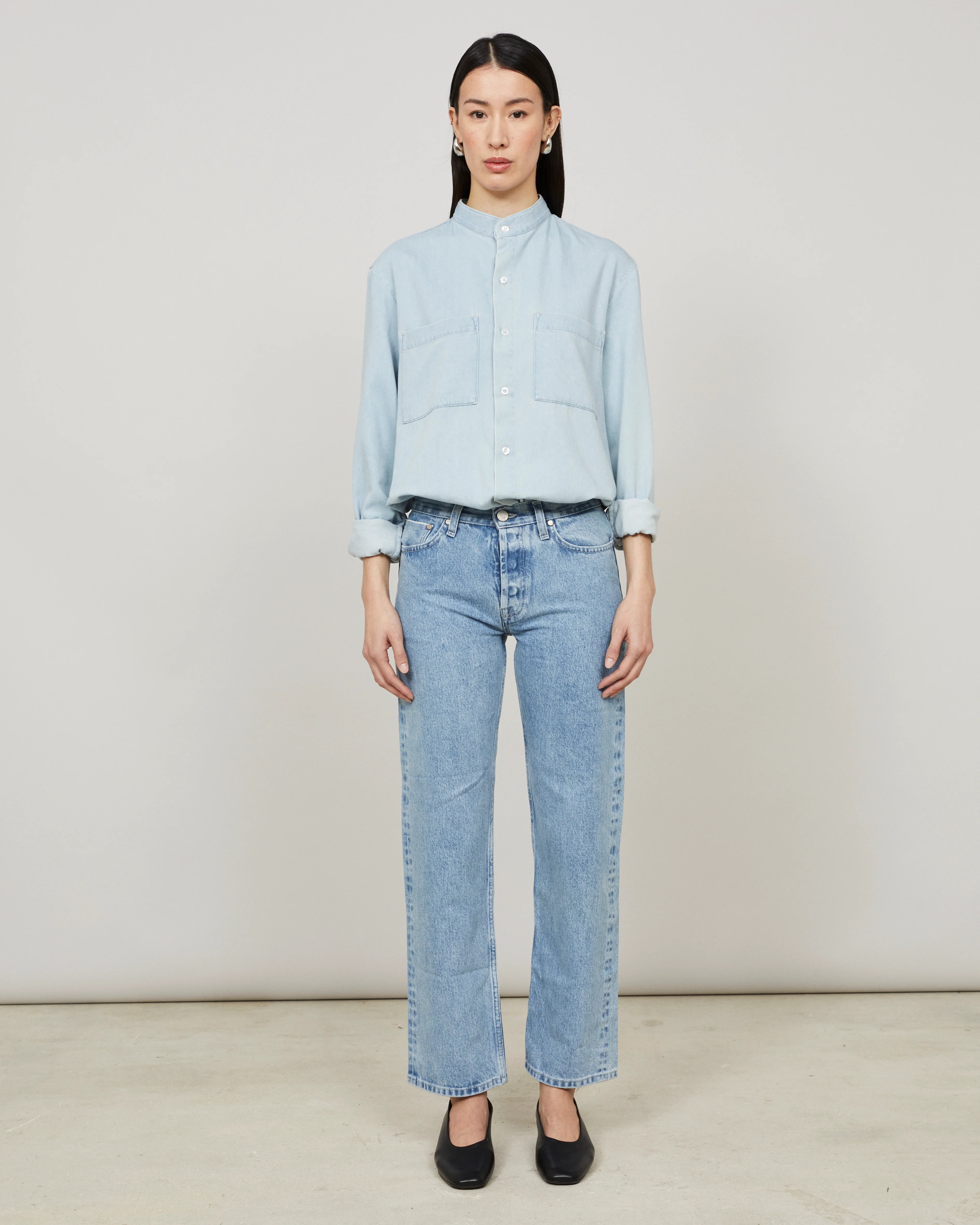 JANUS pour Elle - Pantalon droit en denim lavé