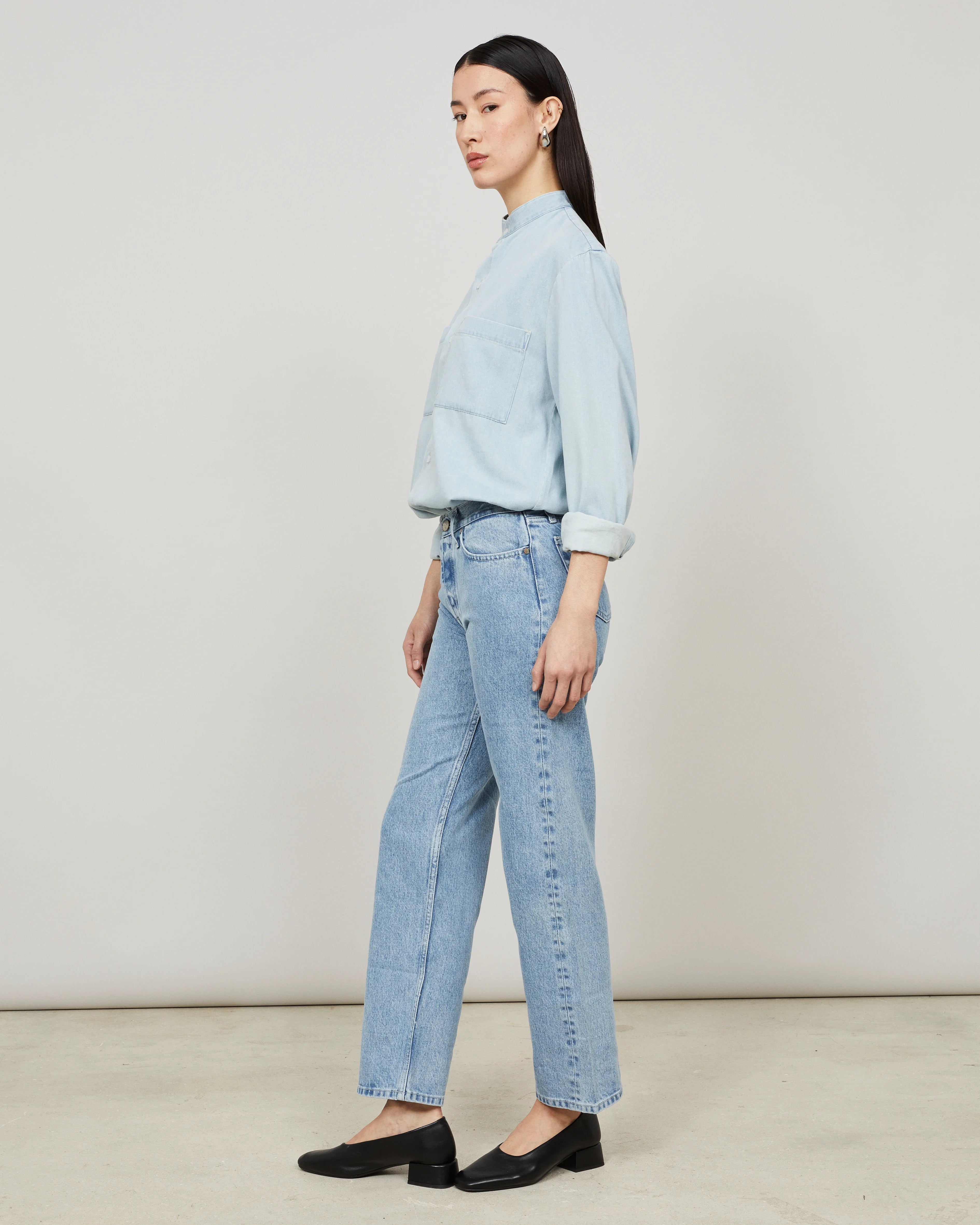 JANUS pour Elle - Pantalon droit en denim lavé