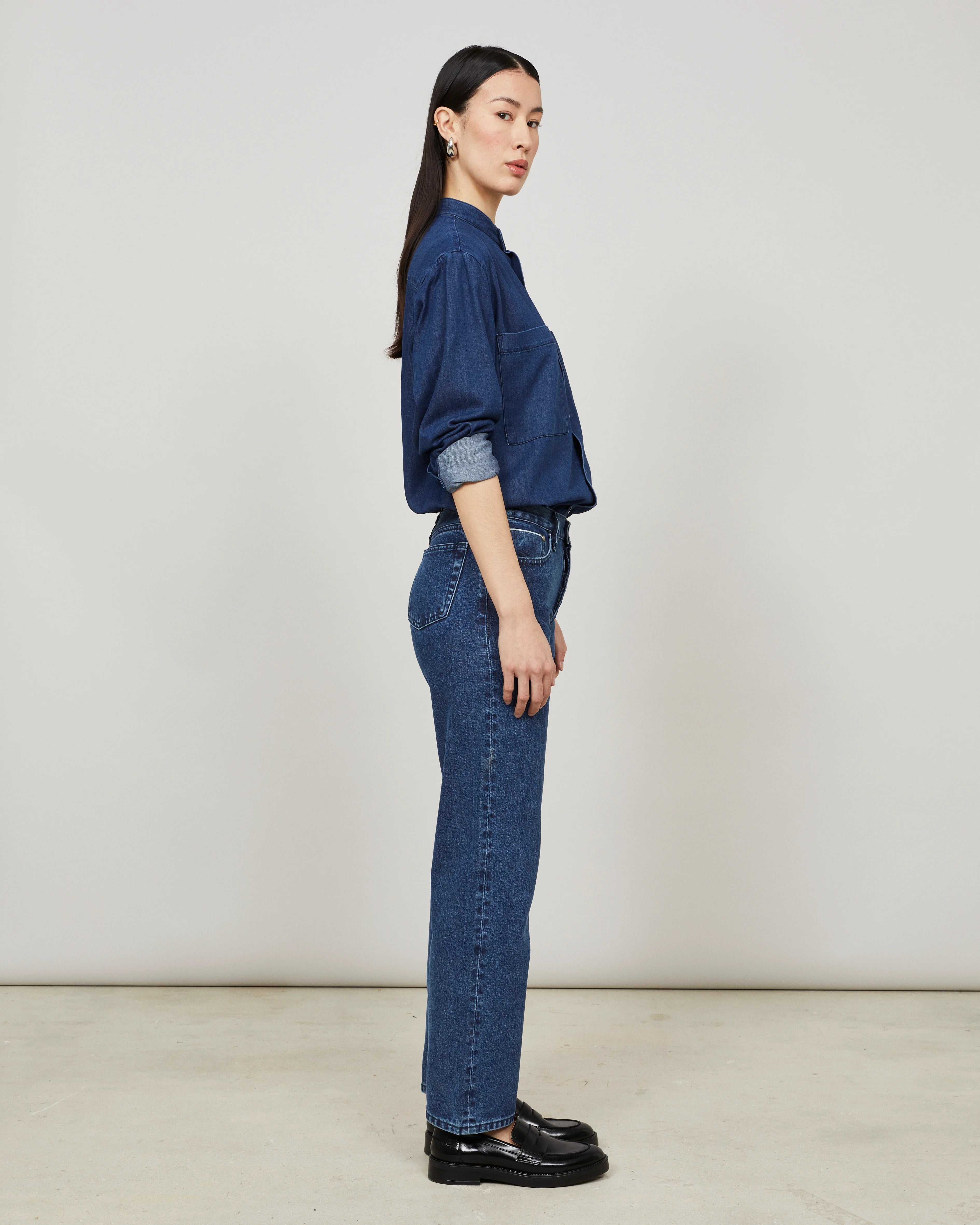 JANUS pour Elle - Pantalon droit en denim lavé