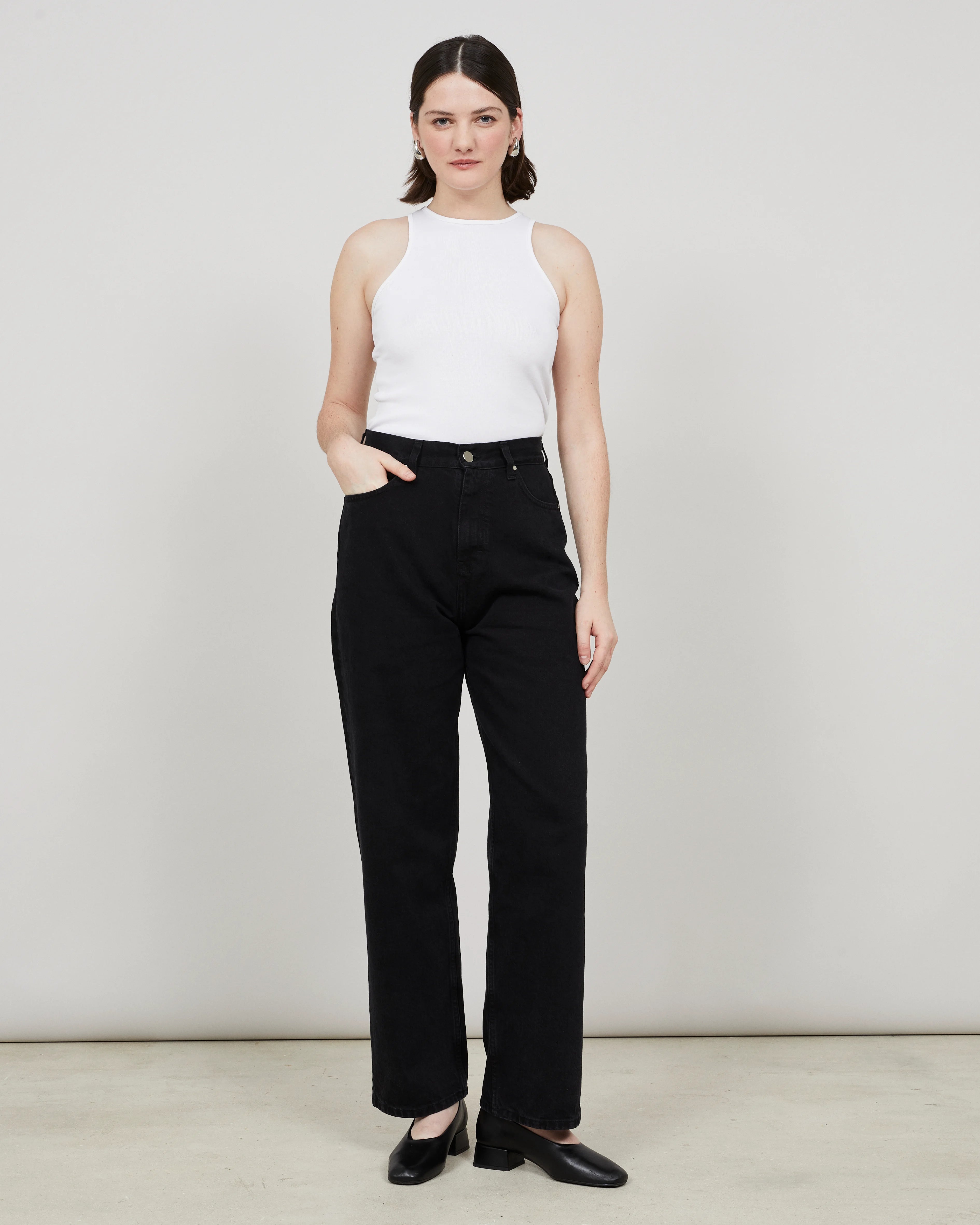 LARS - Pantalon ample en denim lavé