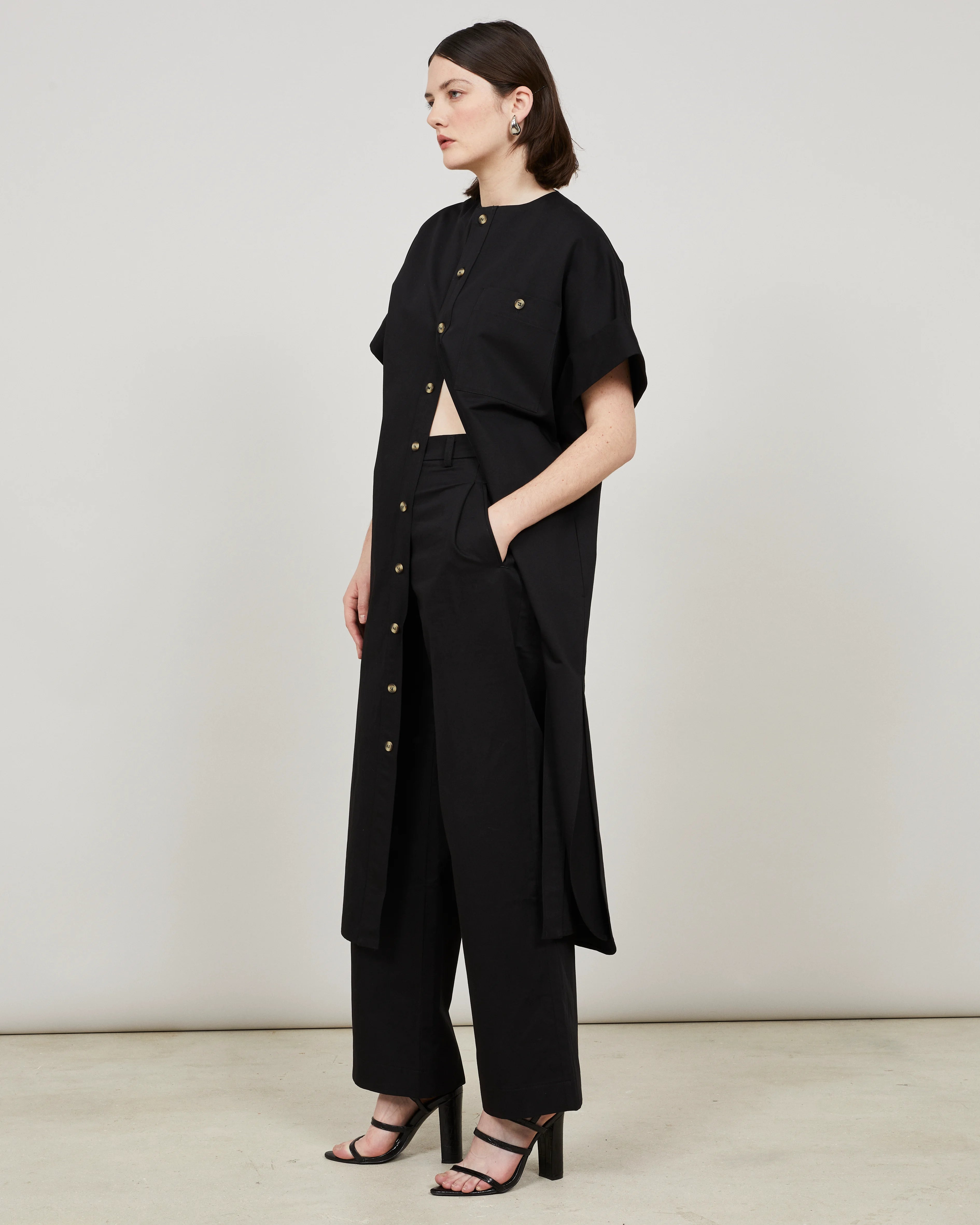 MOORI - Caftan ceinturé en coton-lin