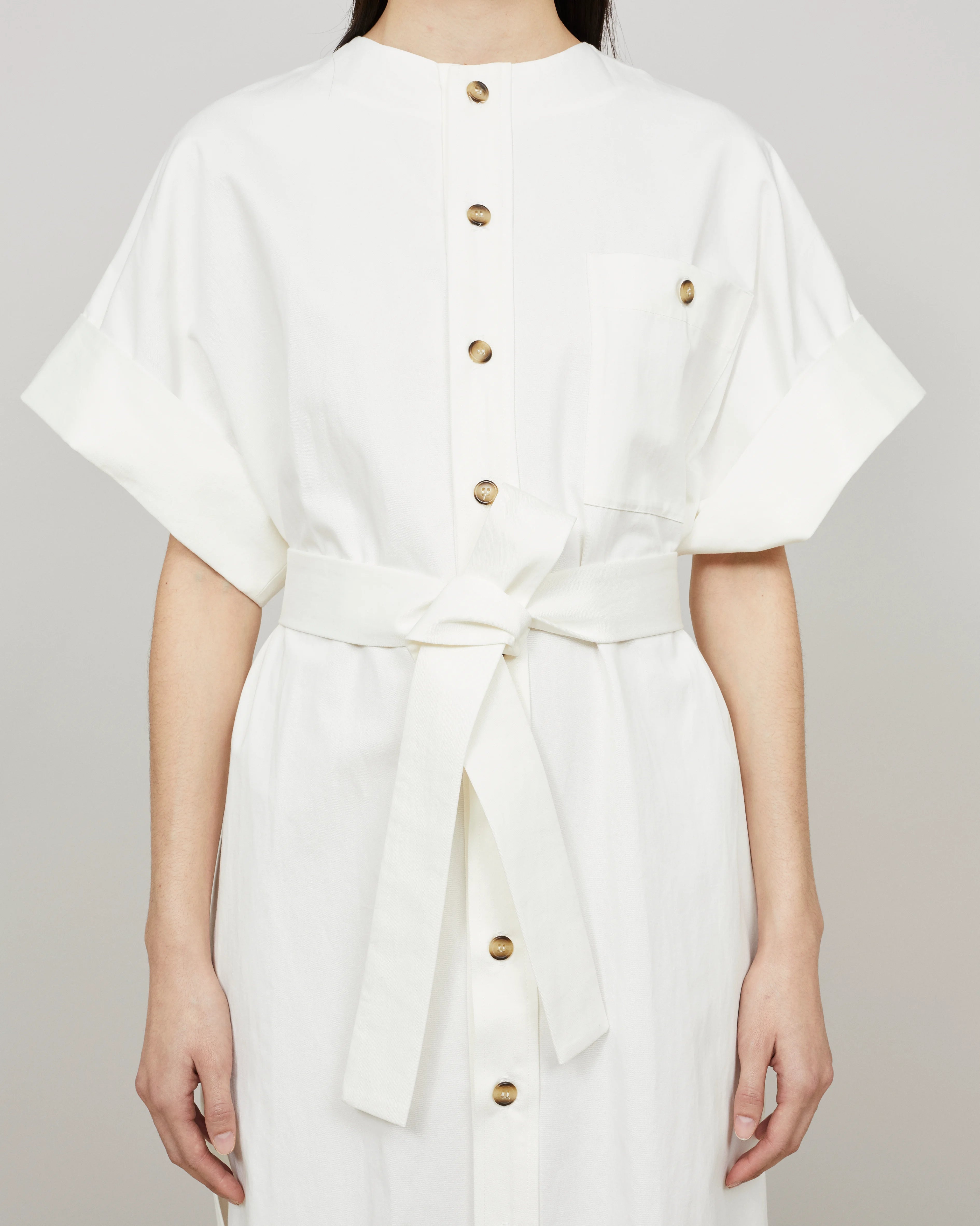 MOORI - Caftan ceinturé en coton-lin