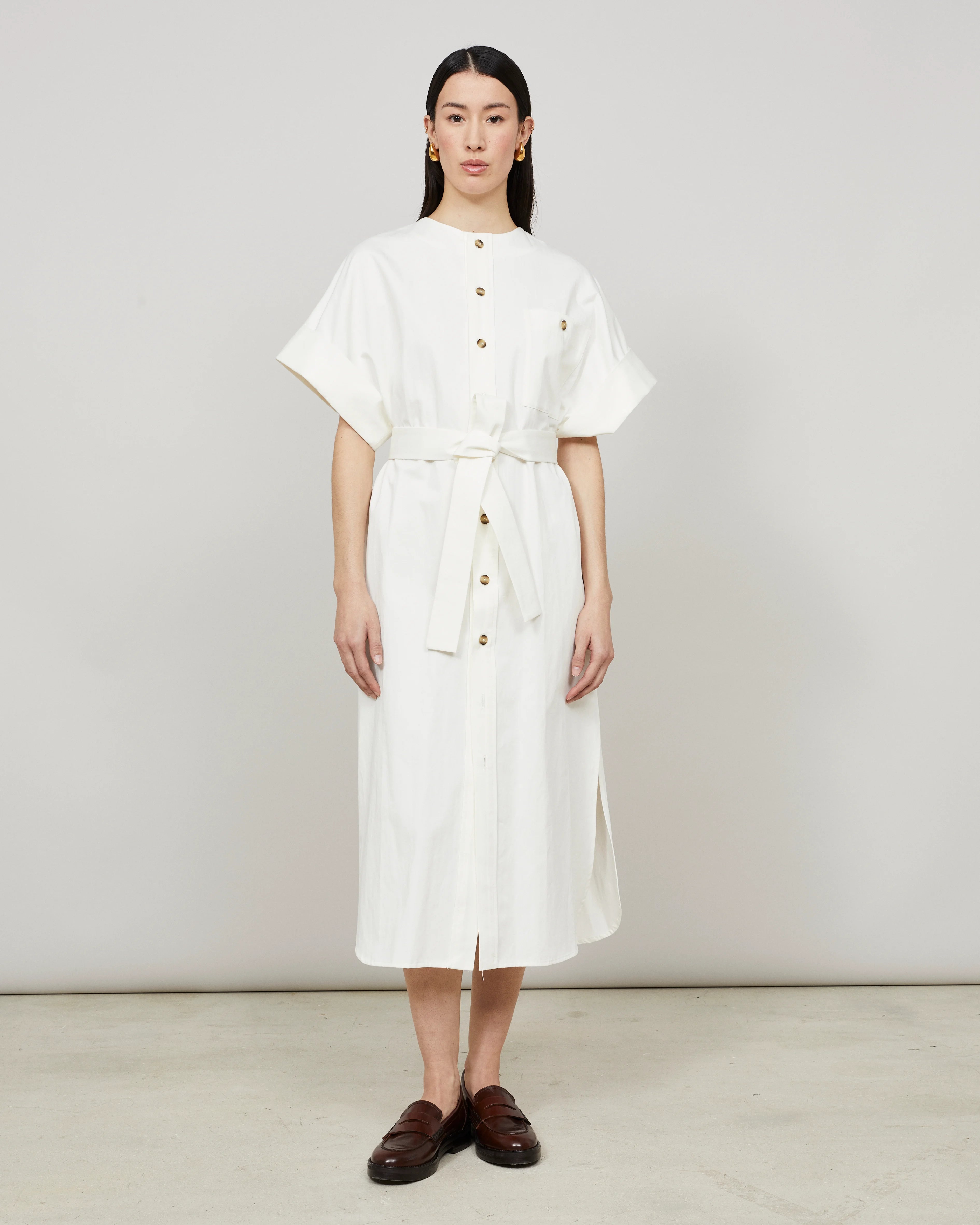 MOORI - Caftan ceinturé en coton-lin