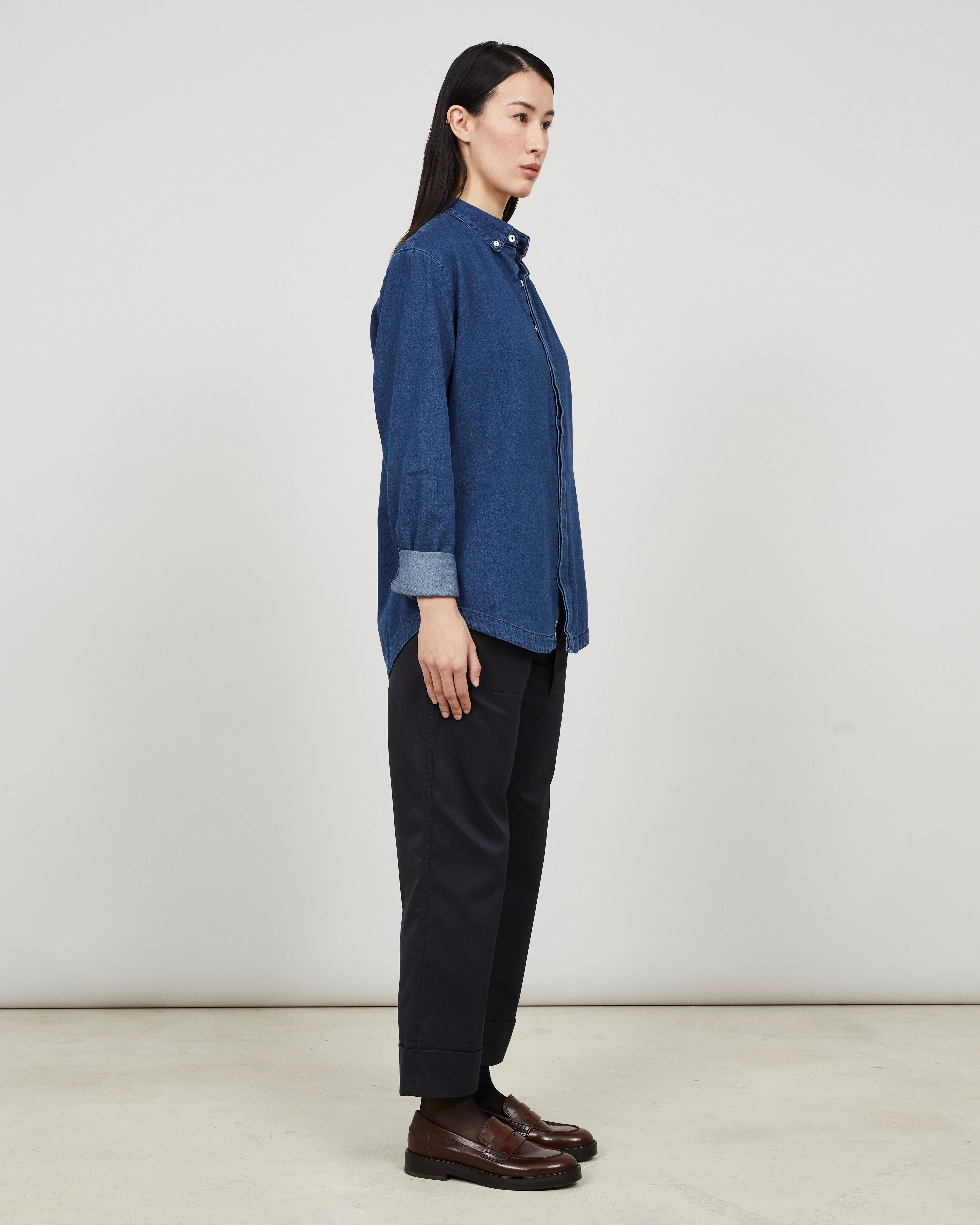 ORIGIN - Classic shirt in washed denim