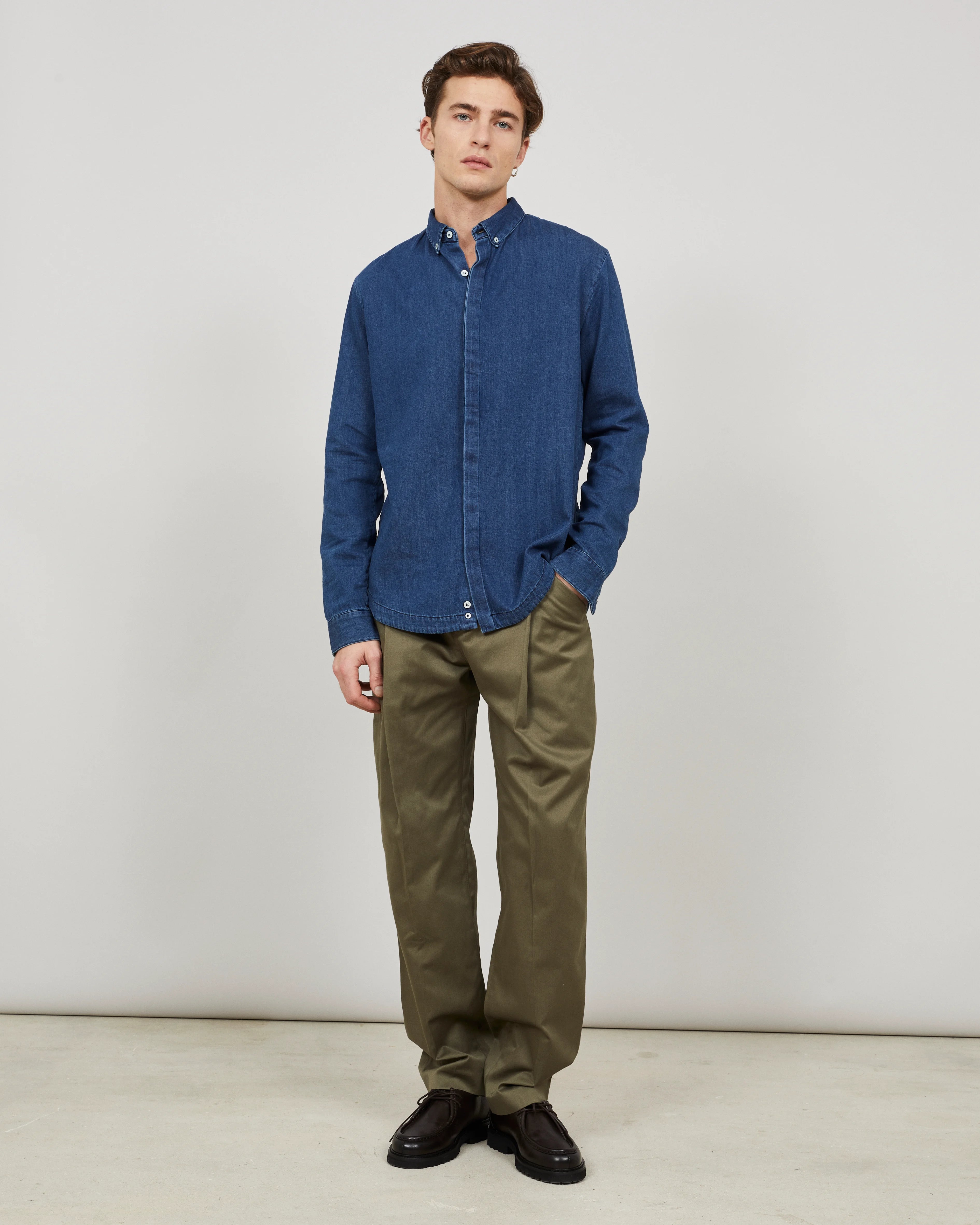 ORIGIN - Classic shirt in washed denim