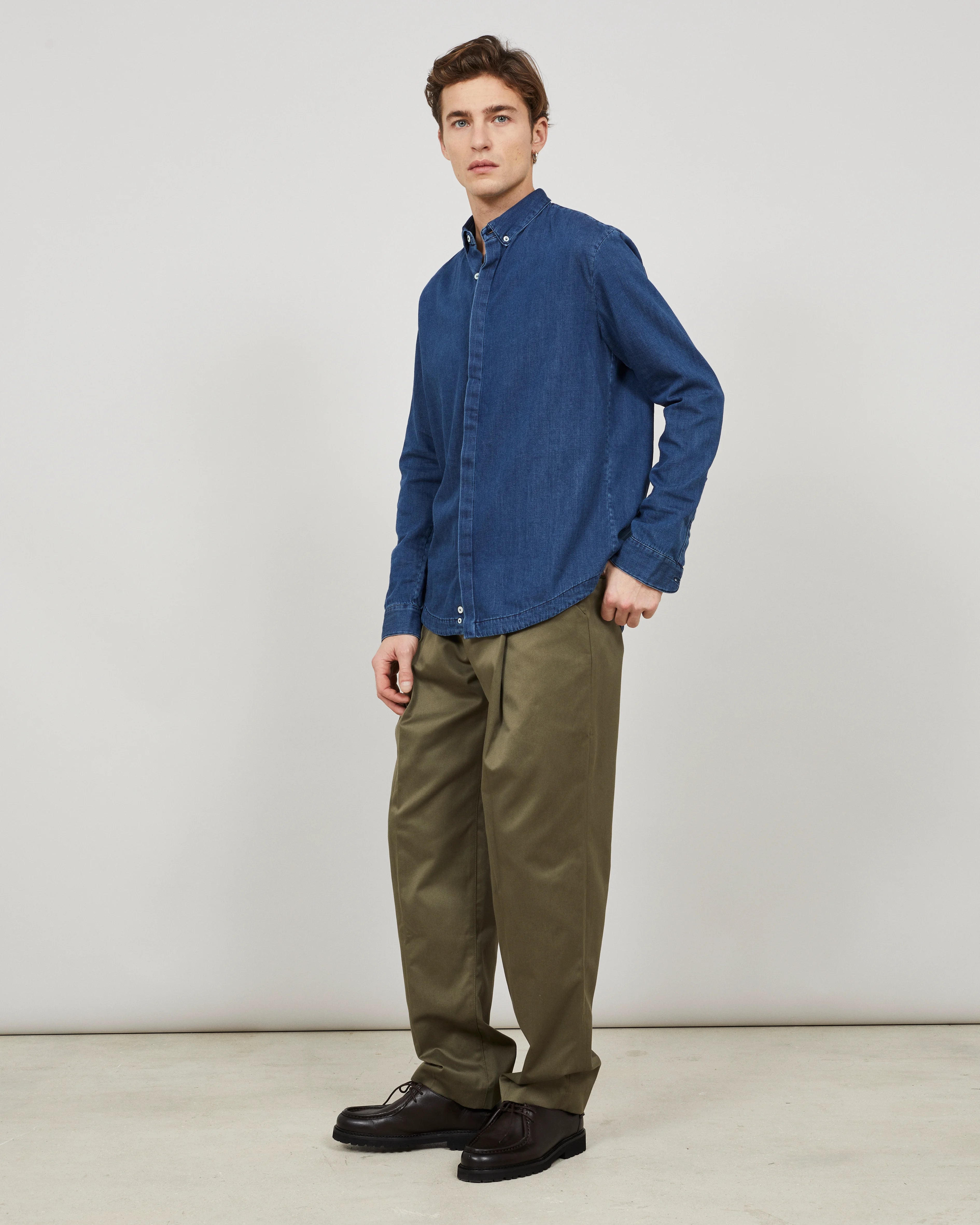 ORIGIN - Classic shirt in washed denim