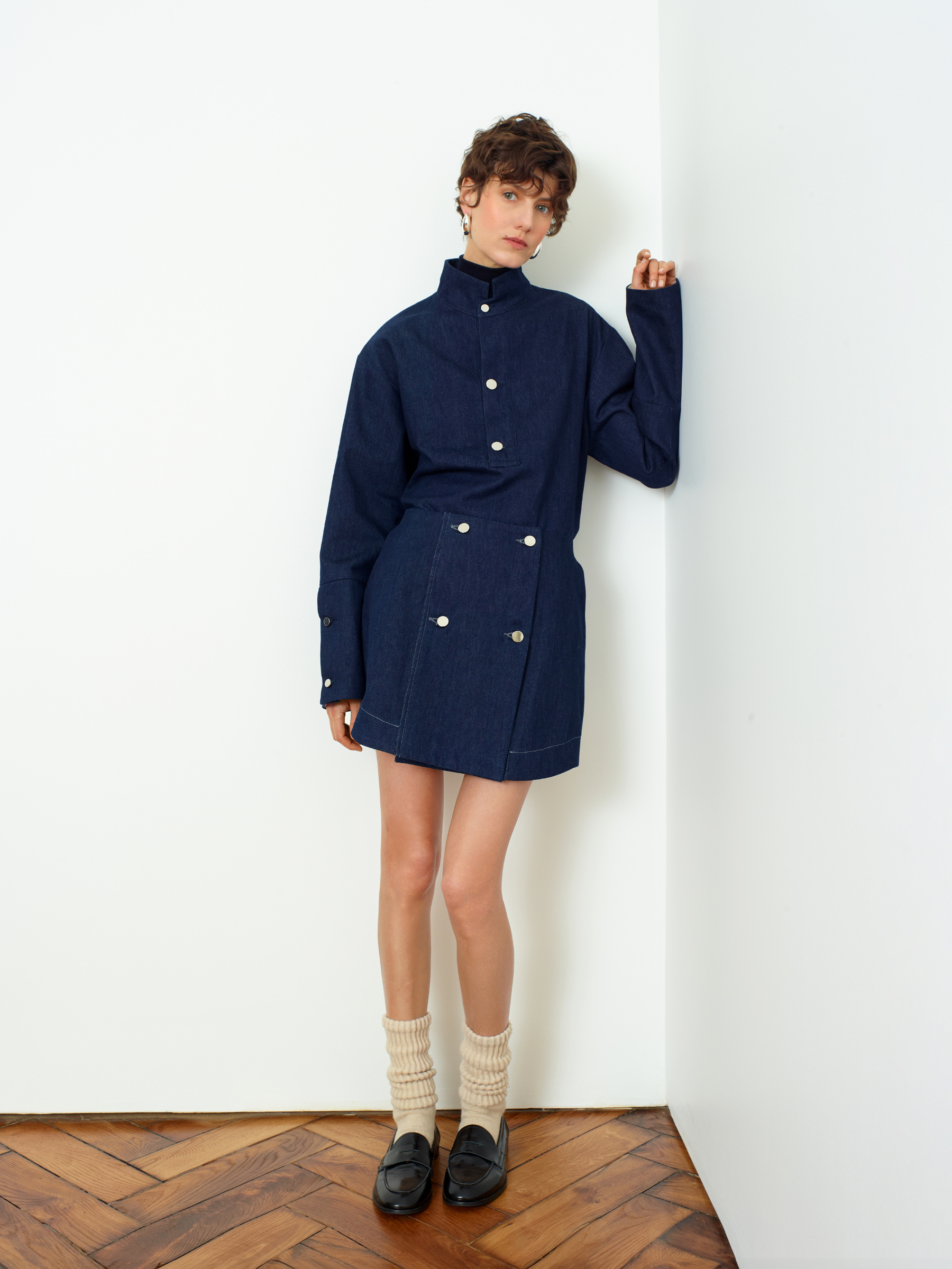 SAYA - Mini-jupe en denim indigo