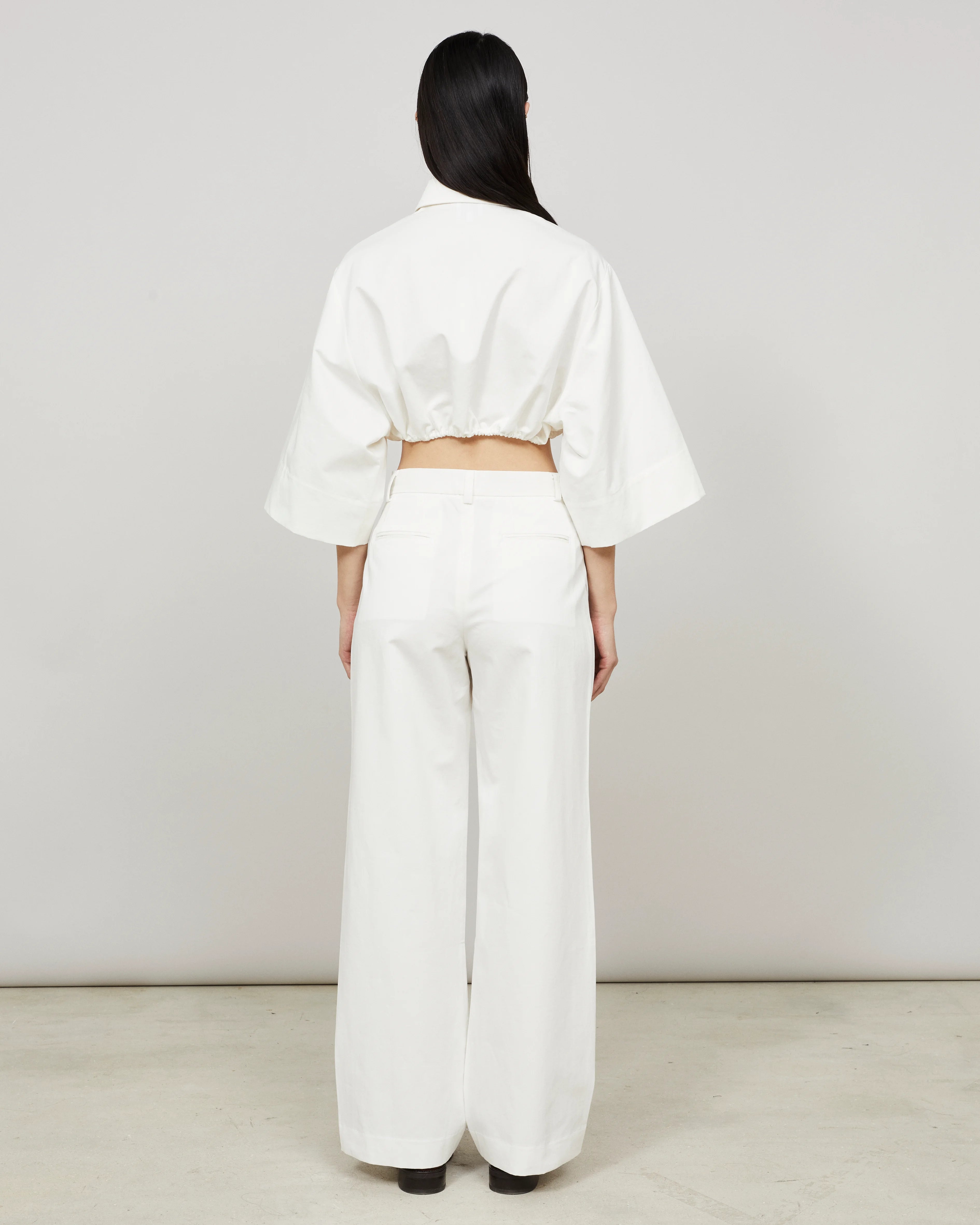 SOUTH - Wide-leg pleated trouser in cotton-linen twill