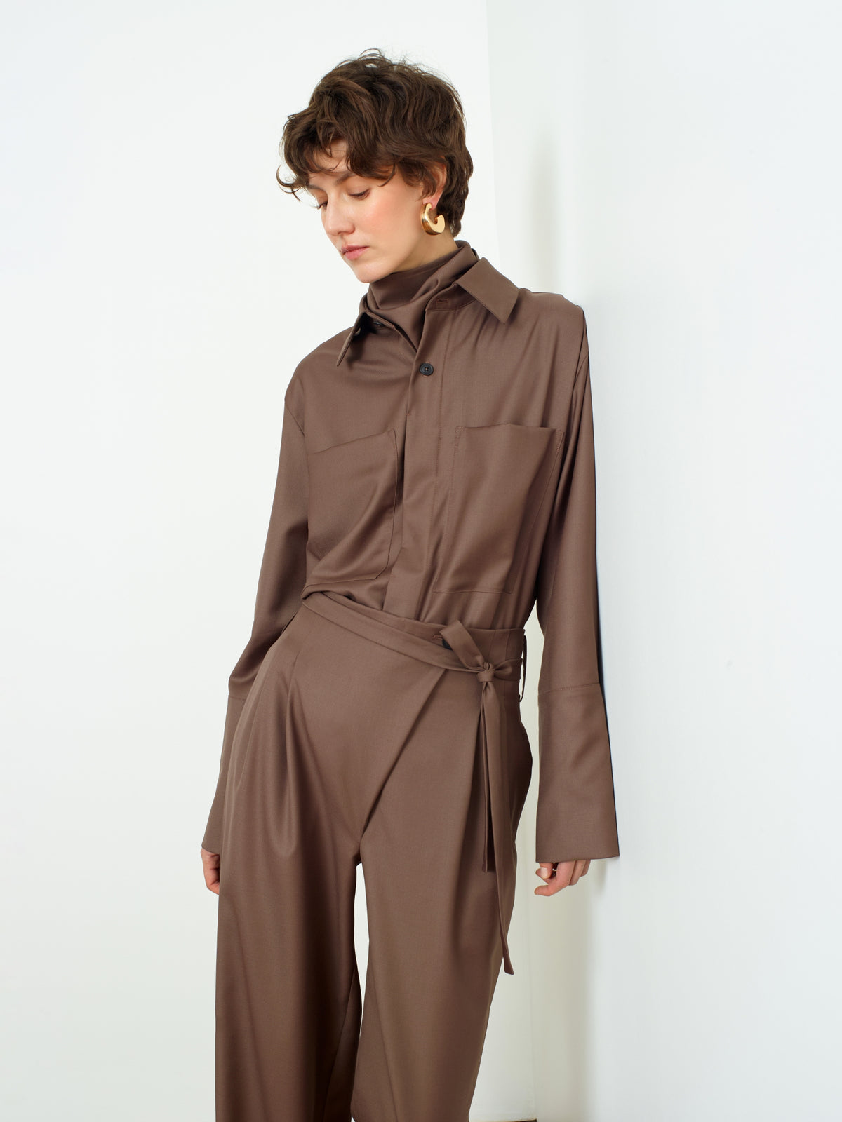 SPRING - Patch-pocket shirt in Super 130's merino wool