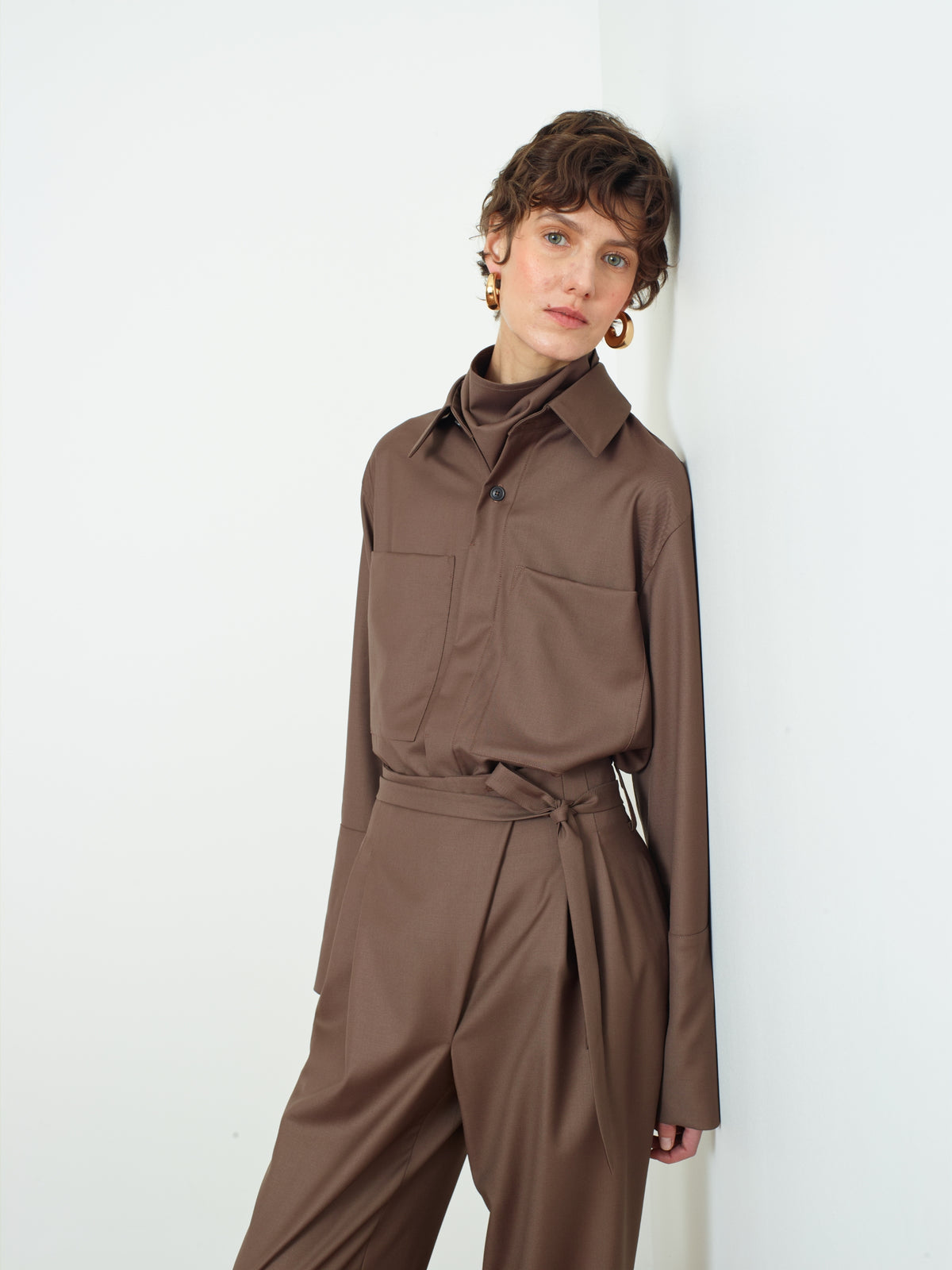 SPRING - Patch-pocket shirt in Super 130's merino wool