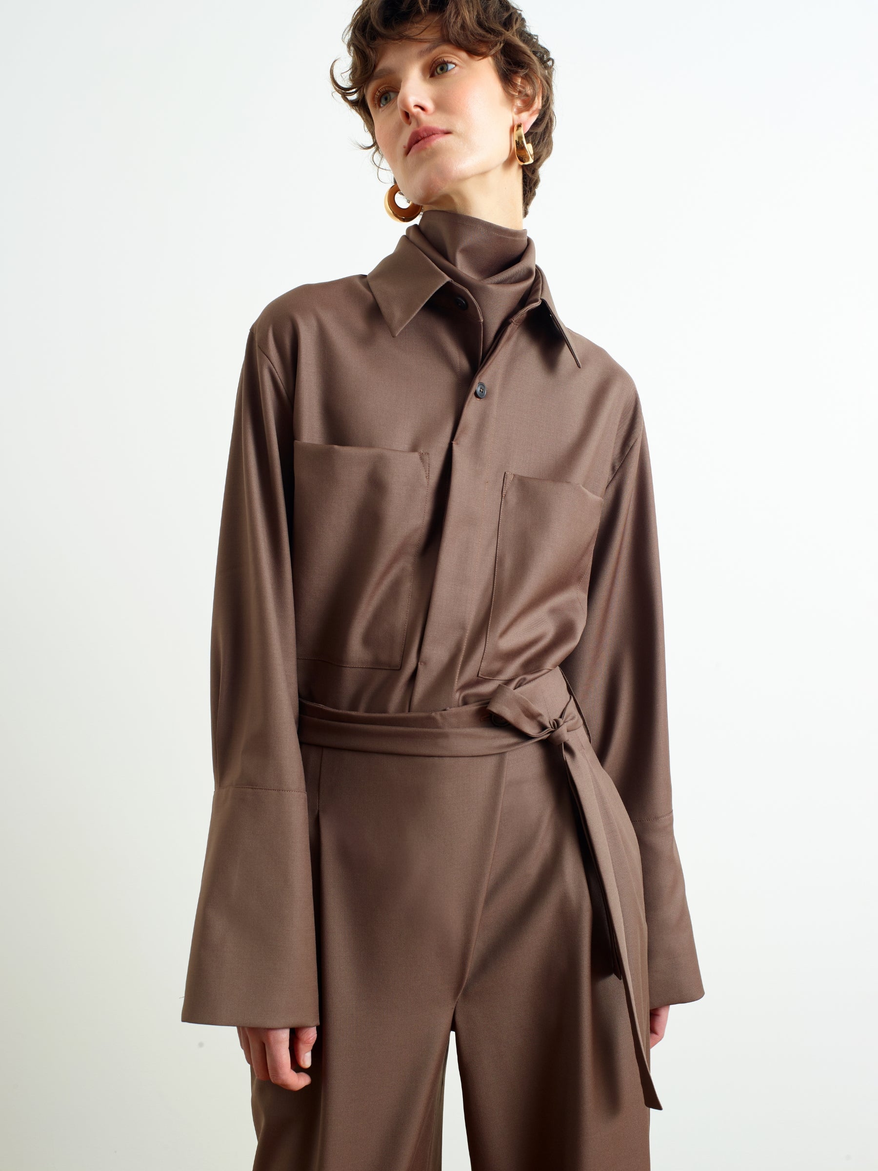 SPRING - Patch-pocket shirt in Super 130's merino wool