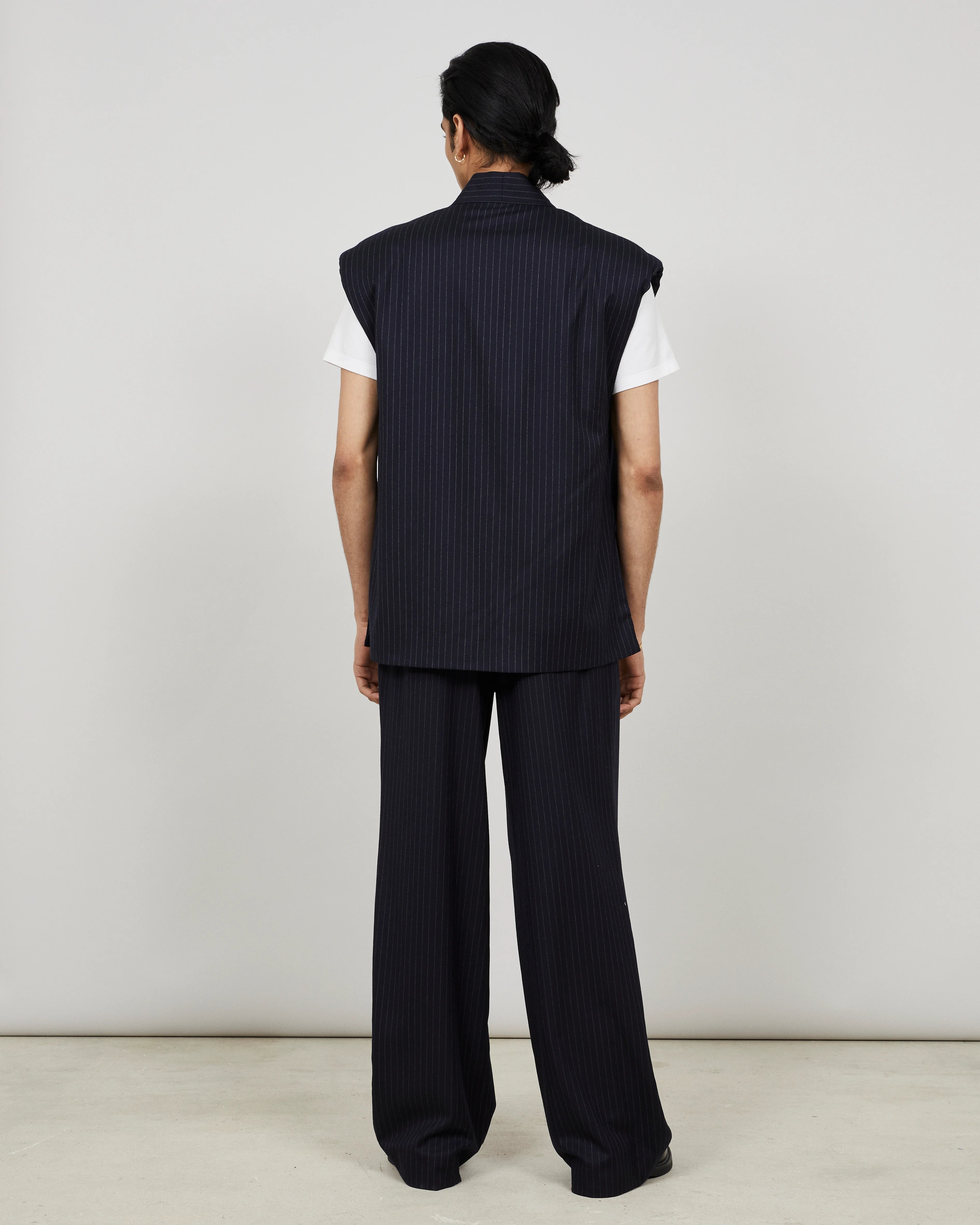 WESTE - Kimono-inspired vest in pinstriped flannel