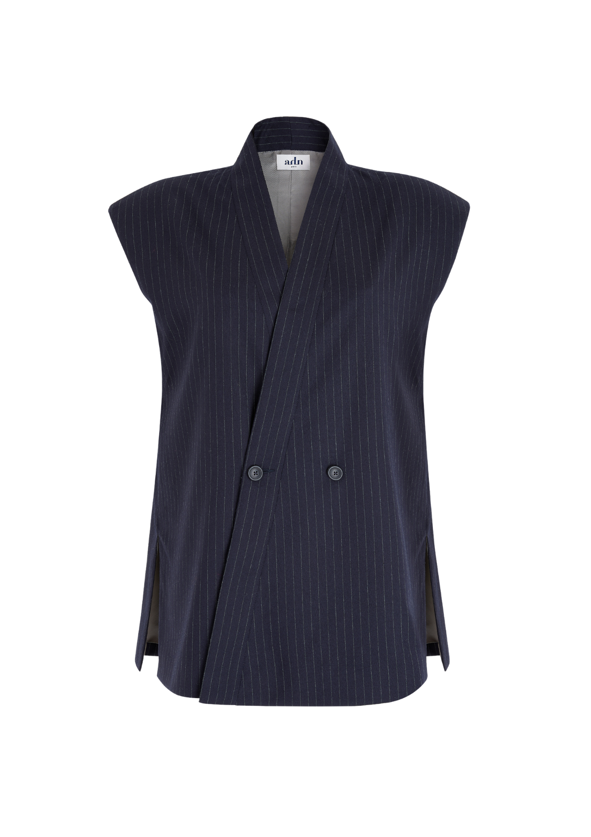 WESTE - Kimono-inspired vest in pinstriped flannel