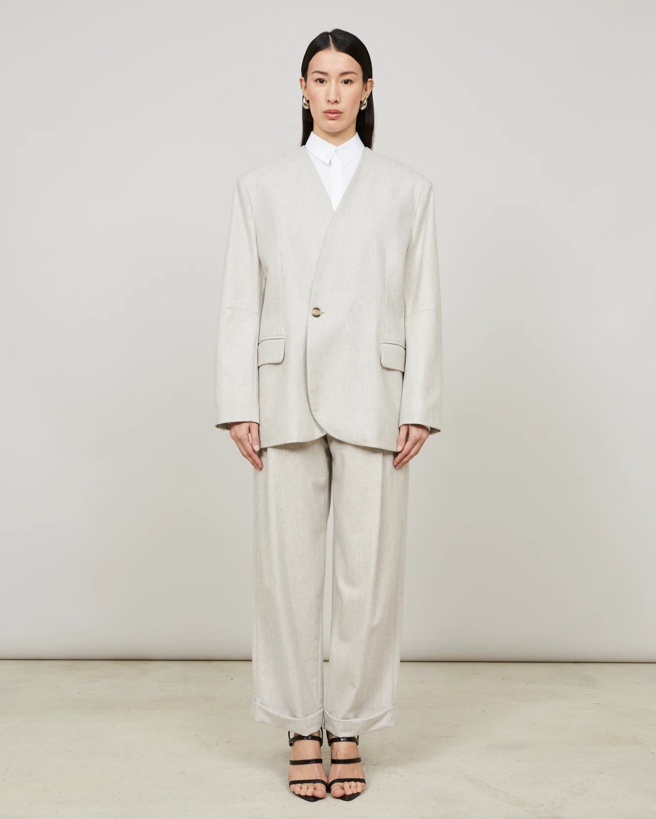 EASTE - Veste sans col en flanelle