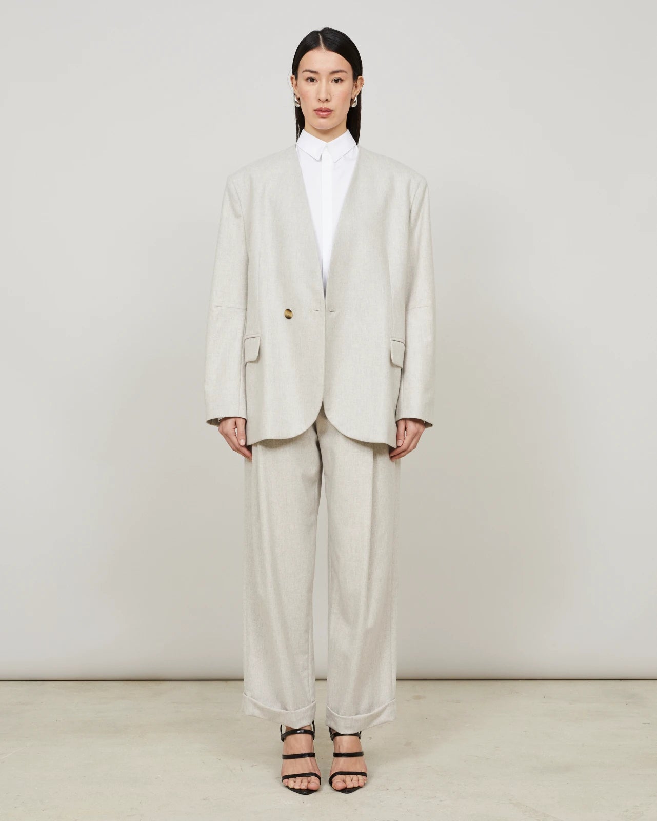 EASTE - Veste sans col en flanelle