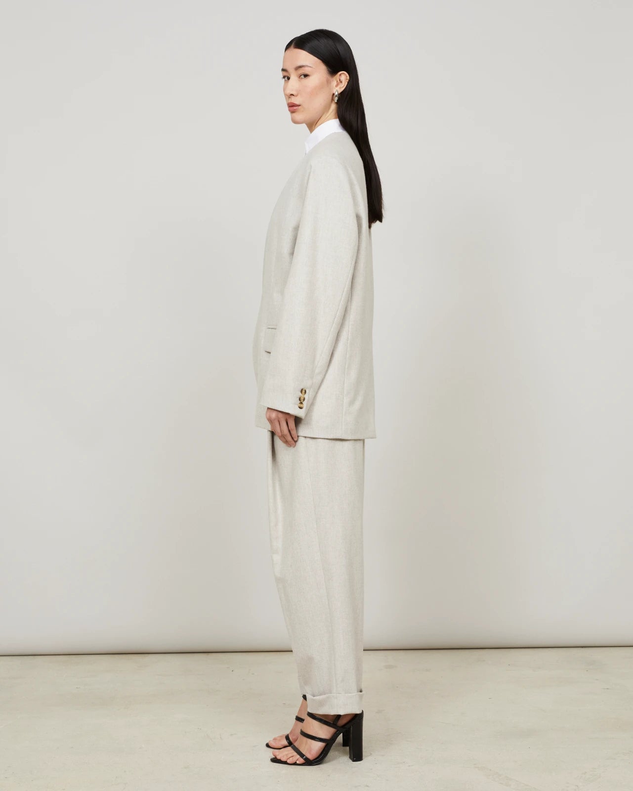 EASTE - Veste sans col en flanelle