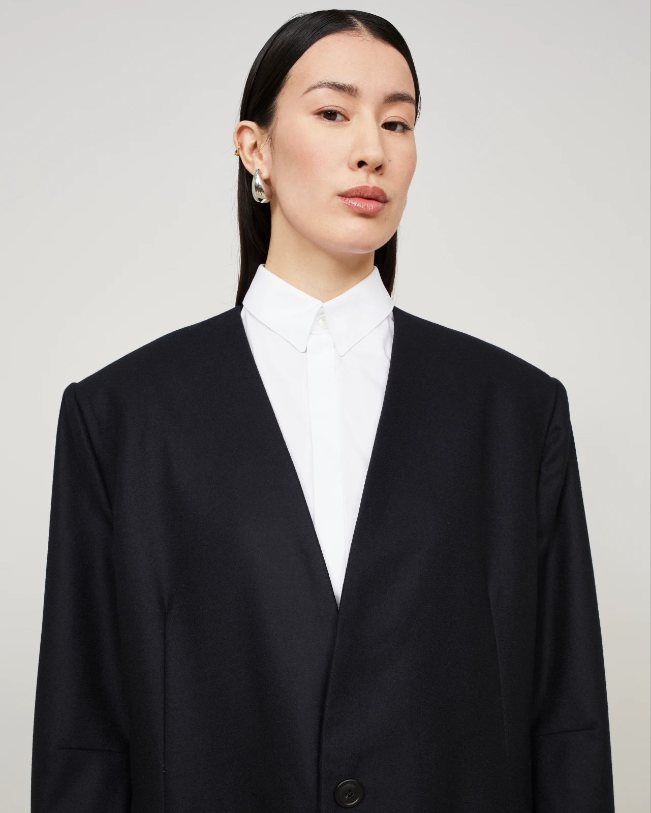 EASTE - Veste sans col en flanelle