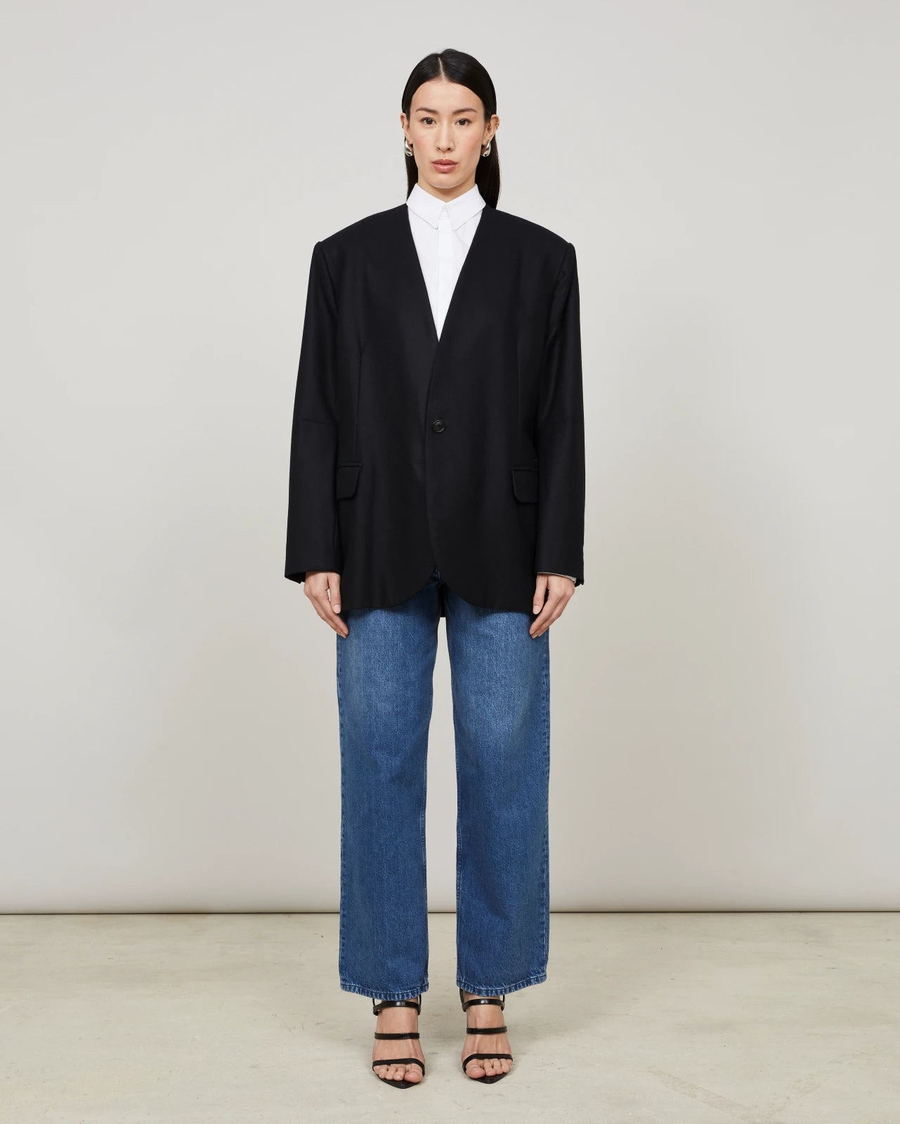 EASTE - Veste sans col en flanelle