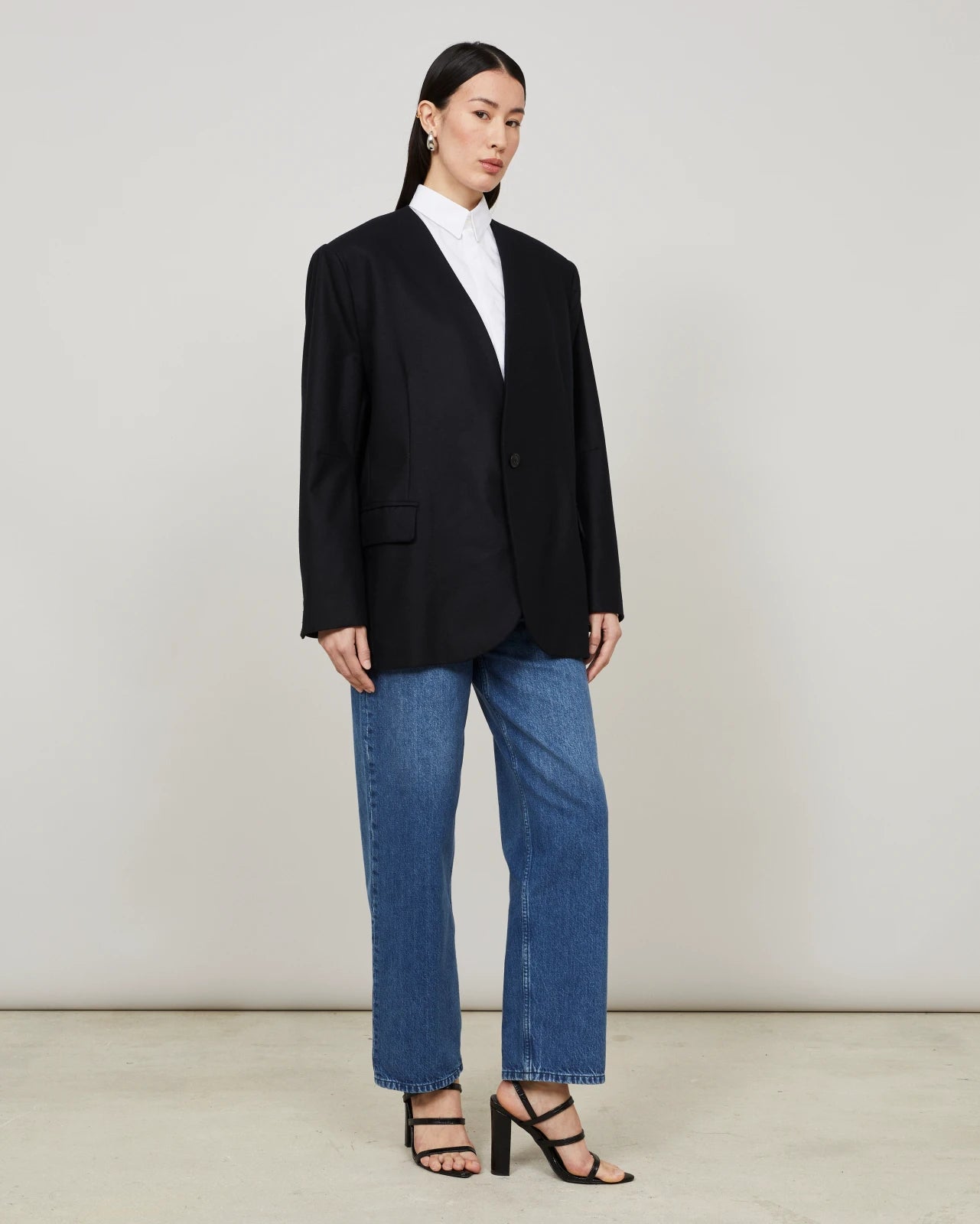 EASTE - Veste sans col en flanelle