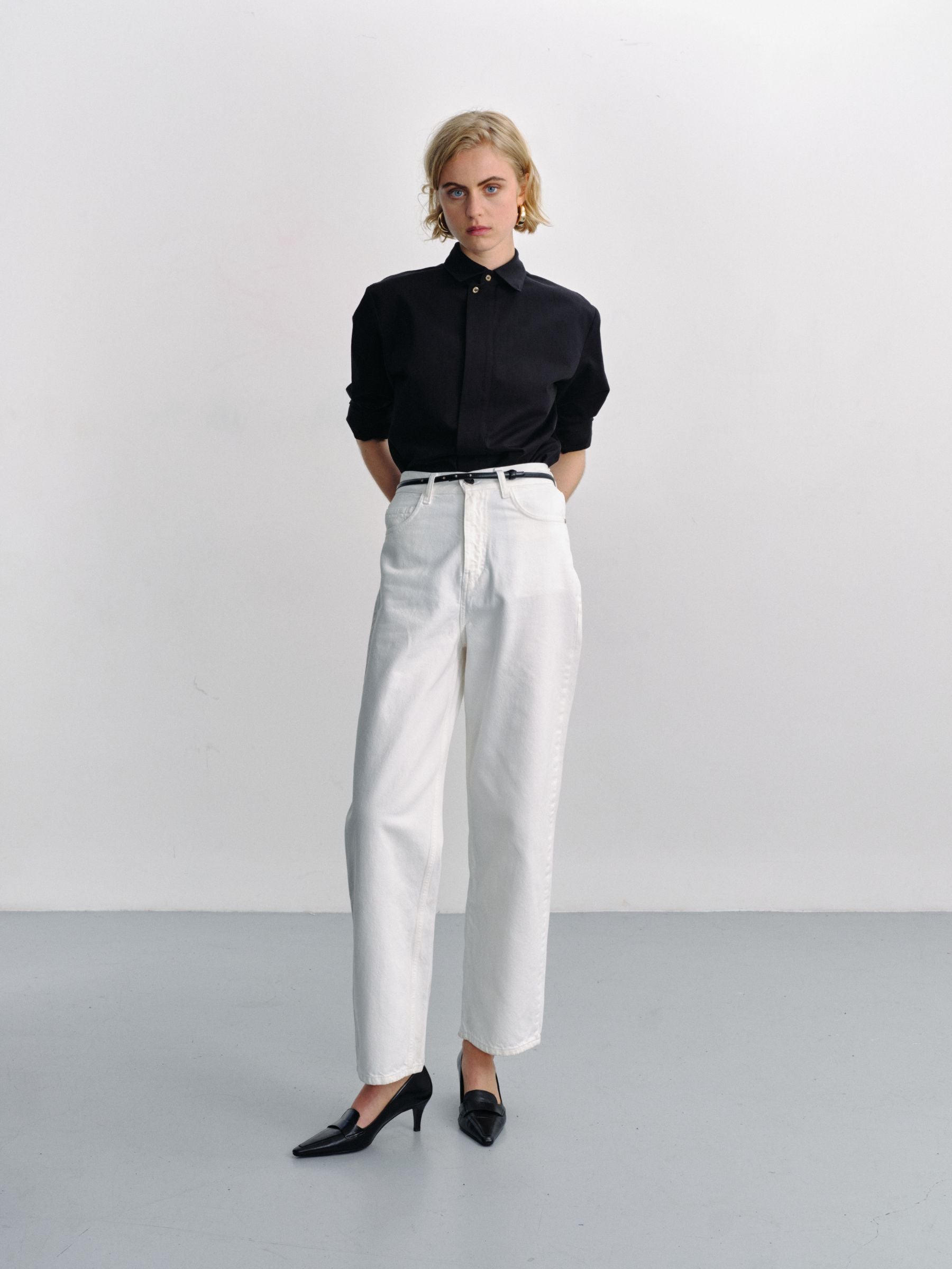 LARS - Wide leg jeans in ecru denim