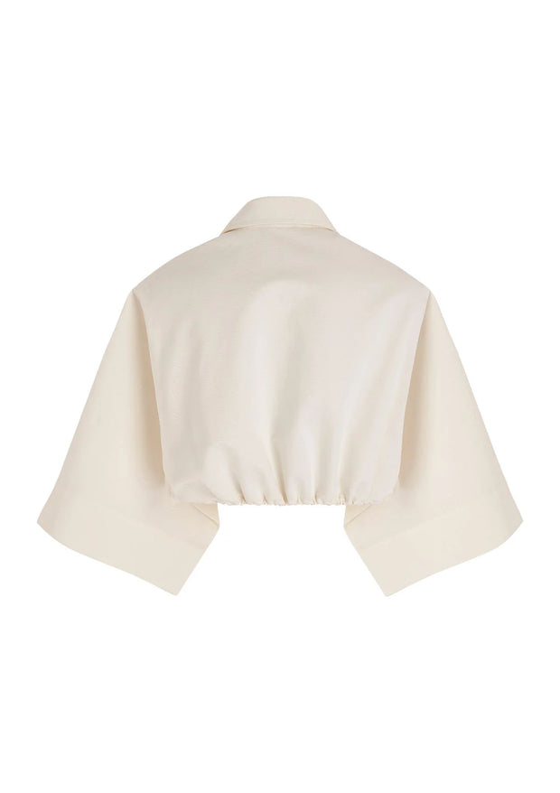 ALMA Mini - Cropped cotton-linen shirt