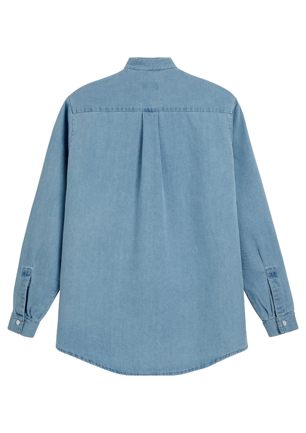SPRING - Officer-collar shirt in washed denim