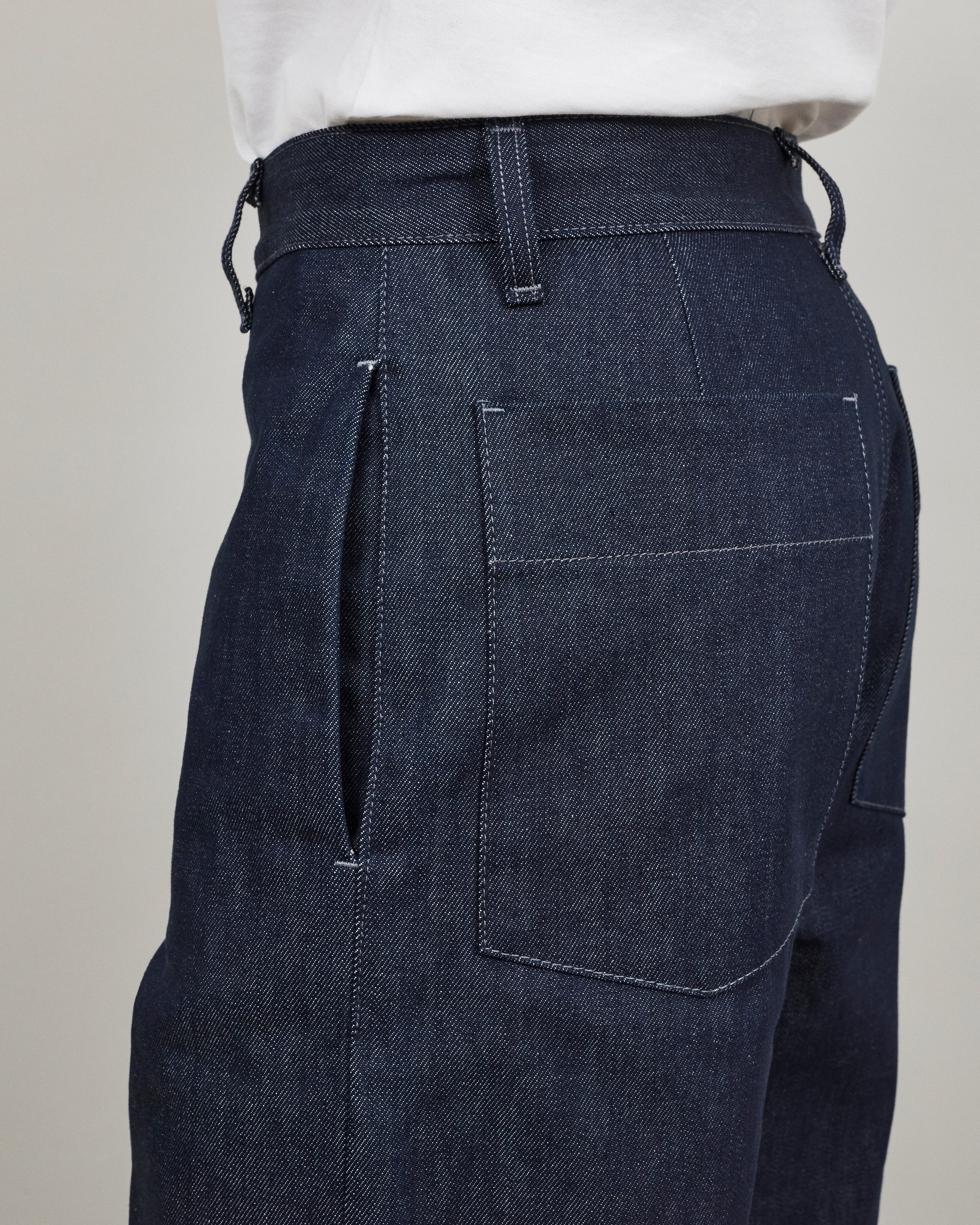 AMPIO - Wide-leg trousers in indigo denim