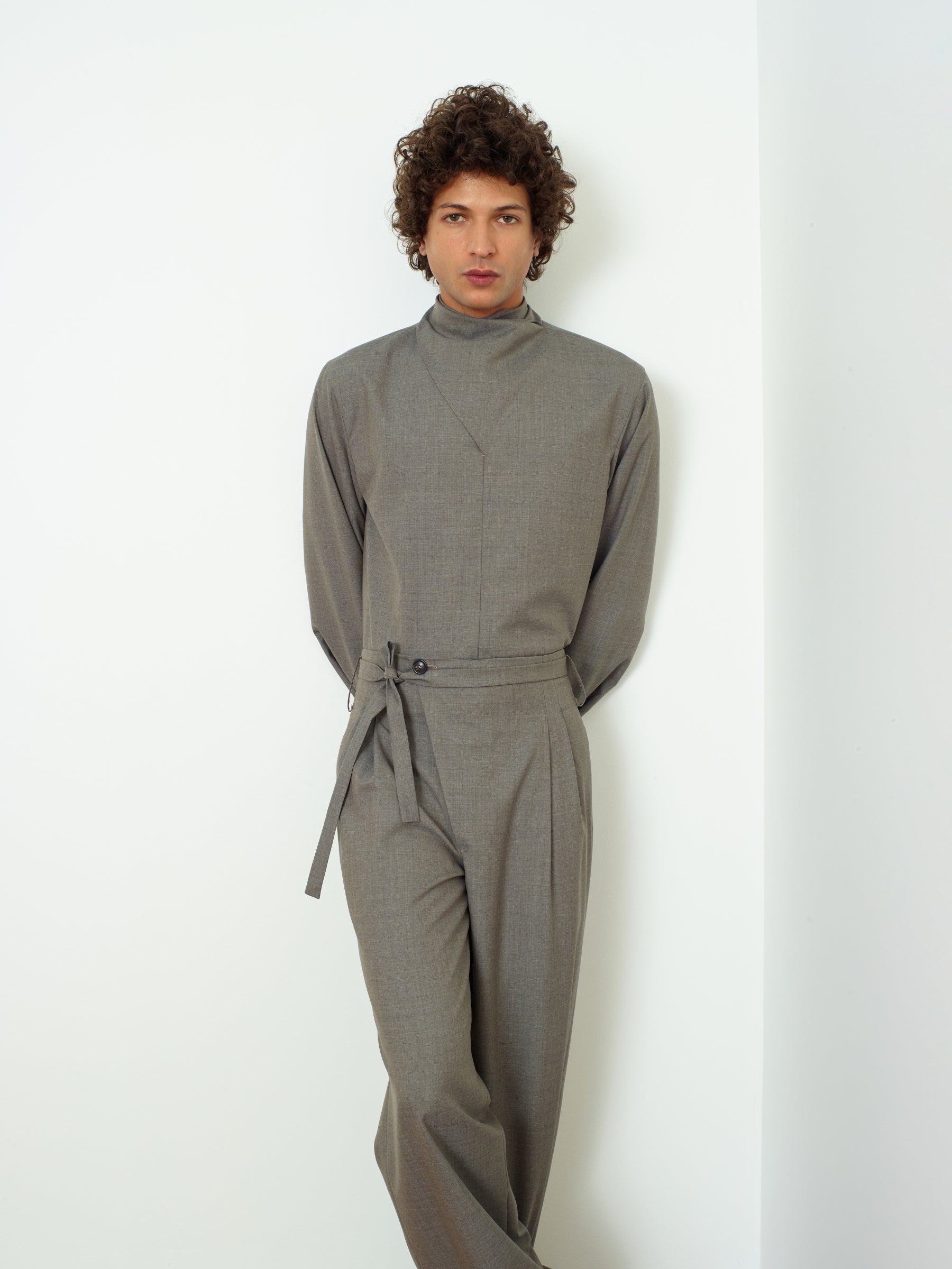 FOLD - Pantalon à plis en laine Super 110's