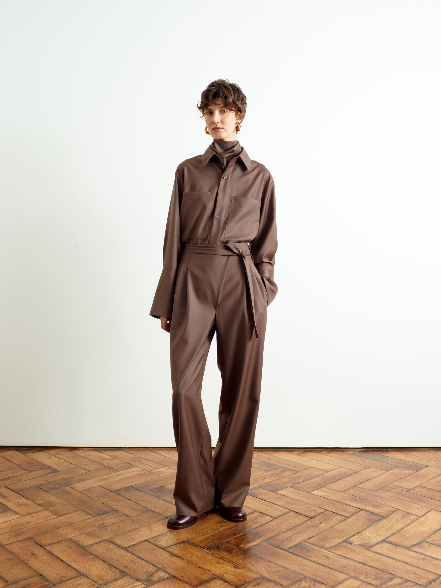 FOLD - Pleated straight-leg trousers in Super 130's merino wool