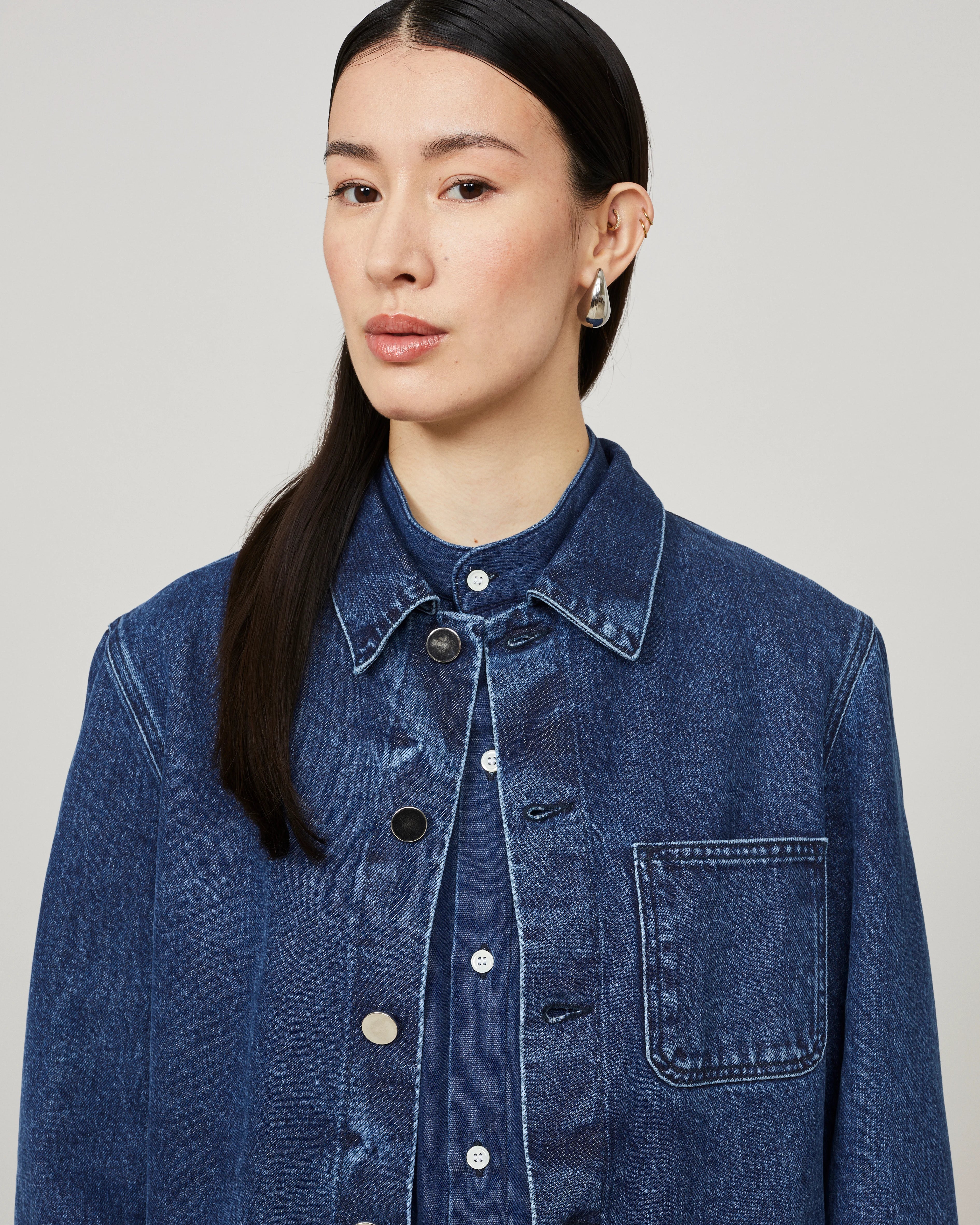 GENESIS - Workwear jacket in washed denim