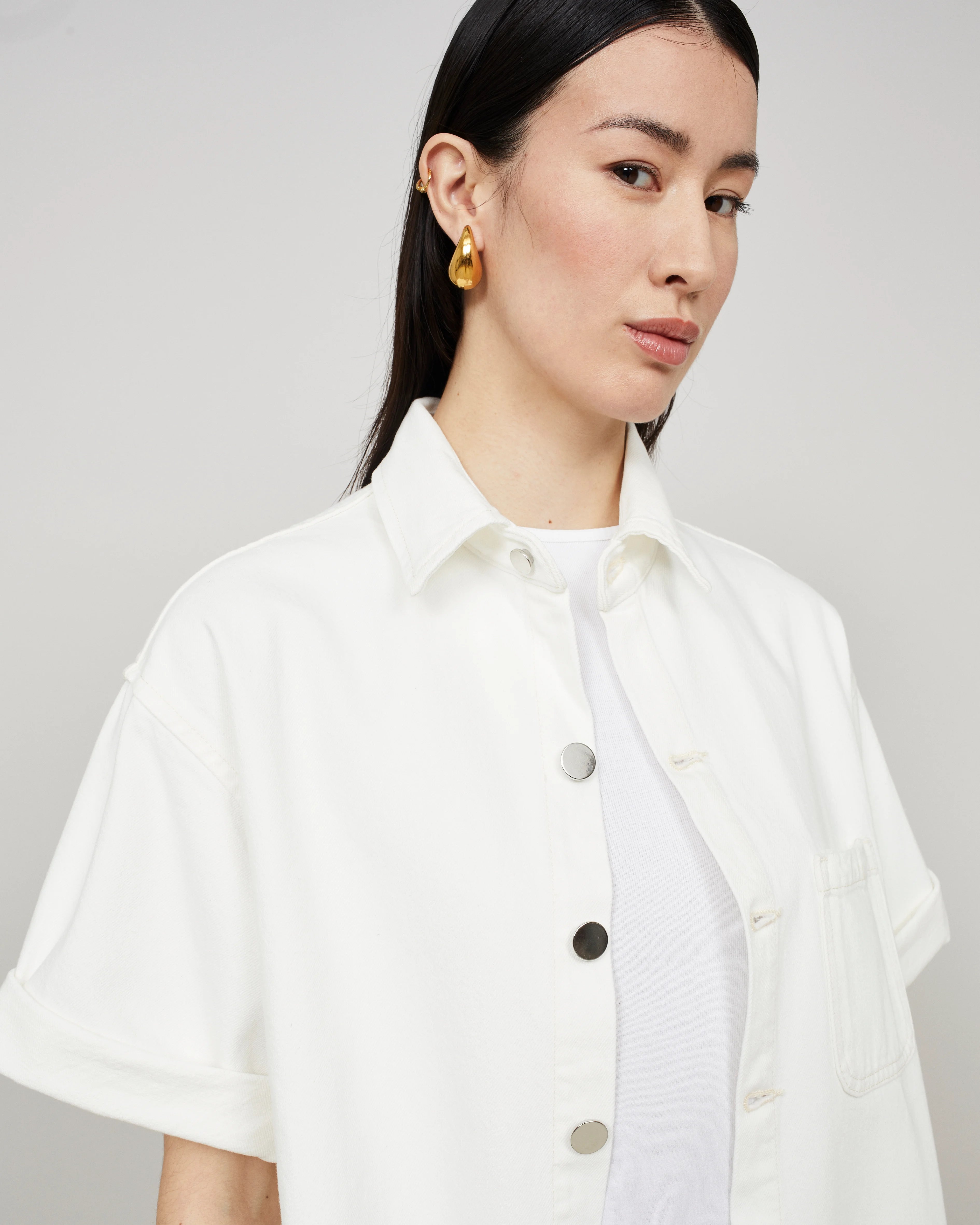 SOMER - Boxy overshirt in washed denim